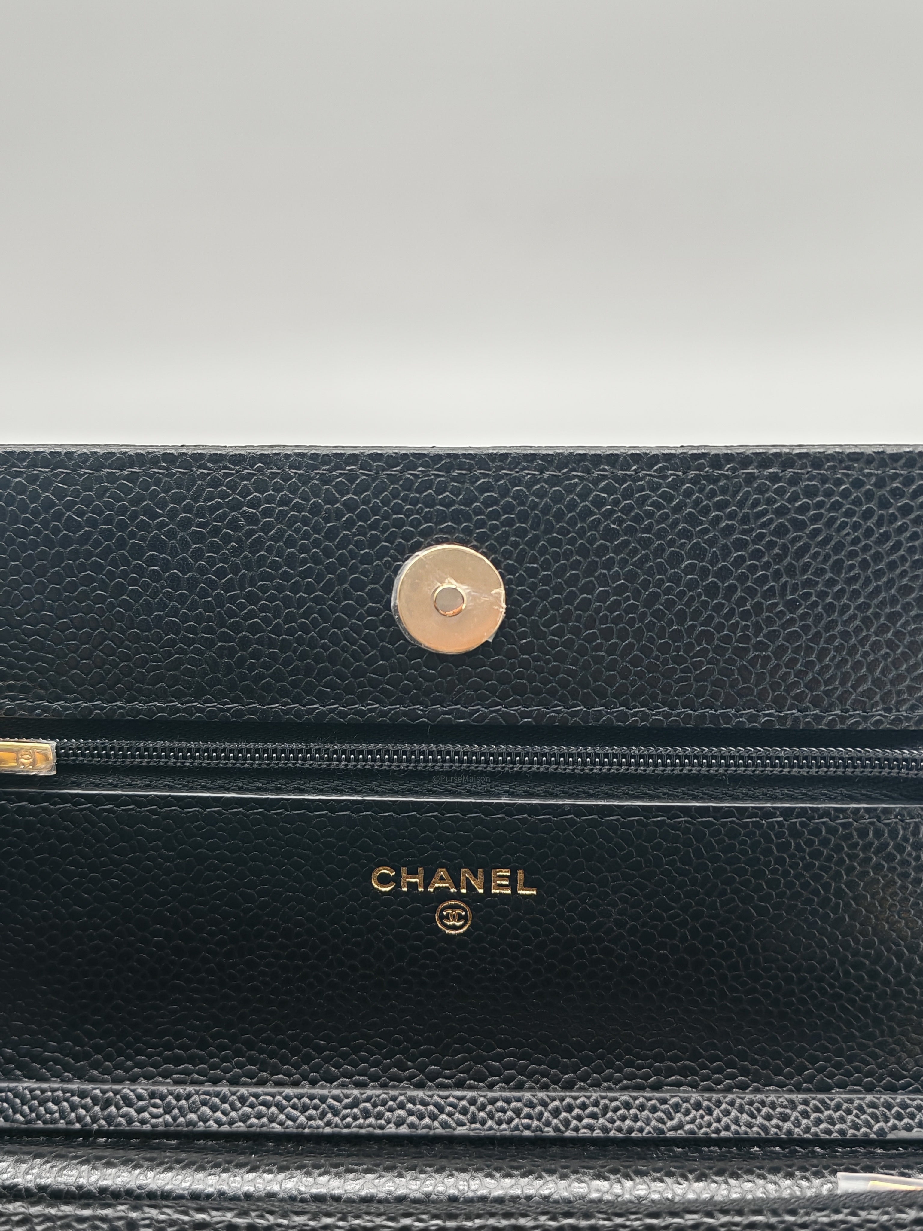 Chanel Classic Wallet on Chain (WOC) in Black Caviar Leather Gold Hardware Microchip (L6****54) | Purse Maison Luxury Bags Shop