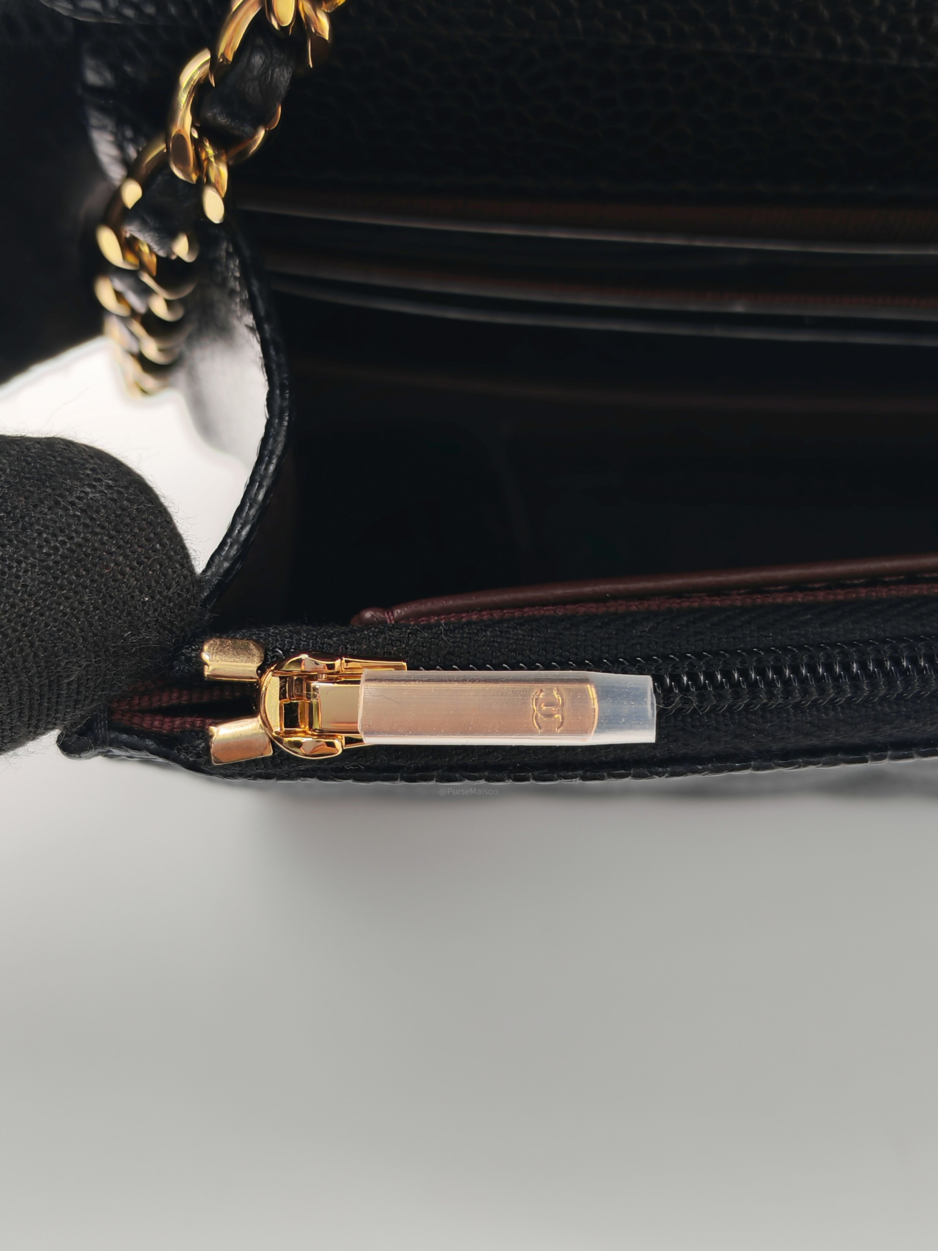 Chanel Classic Wallet on Chain (WOC) in Black Caviar Leather Gold Hardware Microchip (L6****54) | Purse Maison Luxury Bags Shop