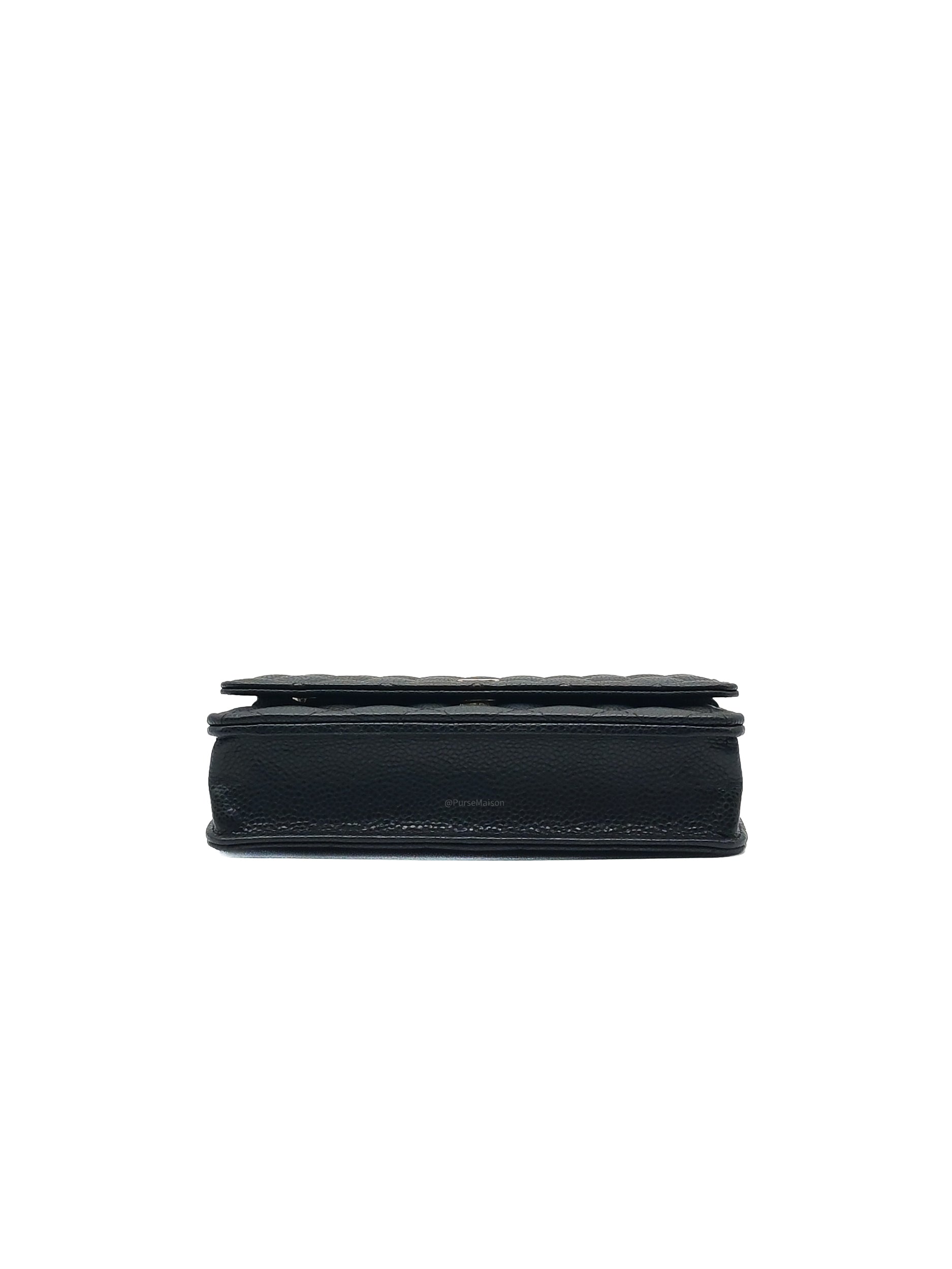 Chanel Classic Wallet on Chain (WOC) in Black Caviar Leather Gold Hardware Microchip (L6****54) | Purse Maison Luxury Bags Shop