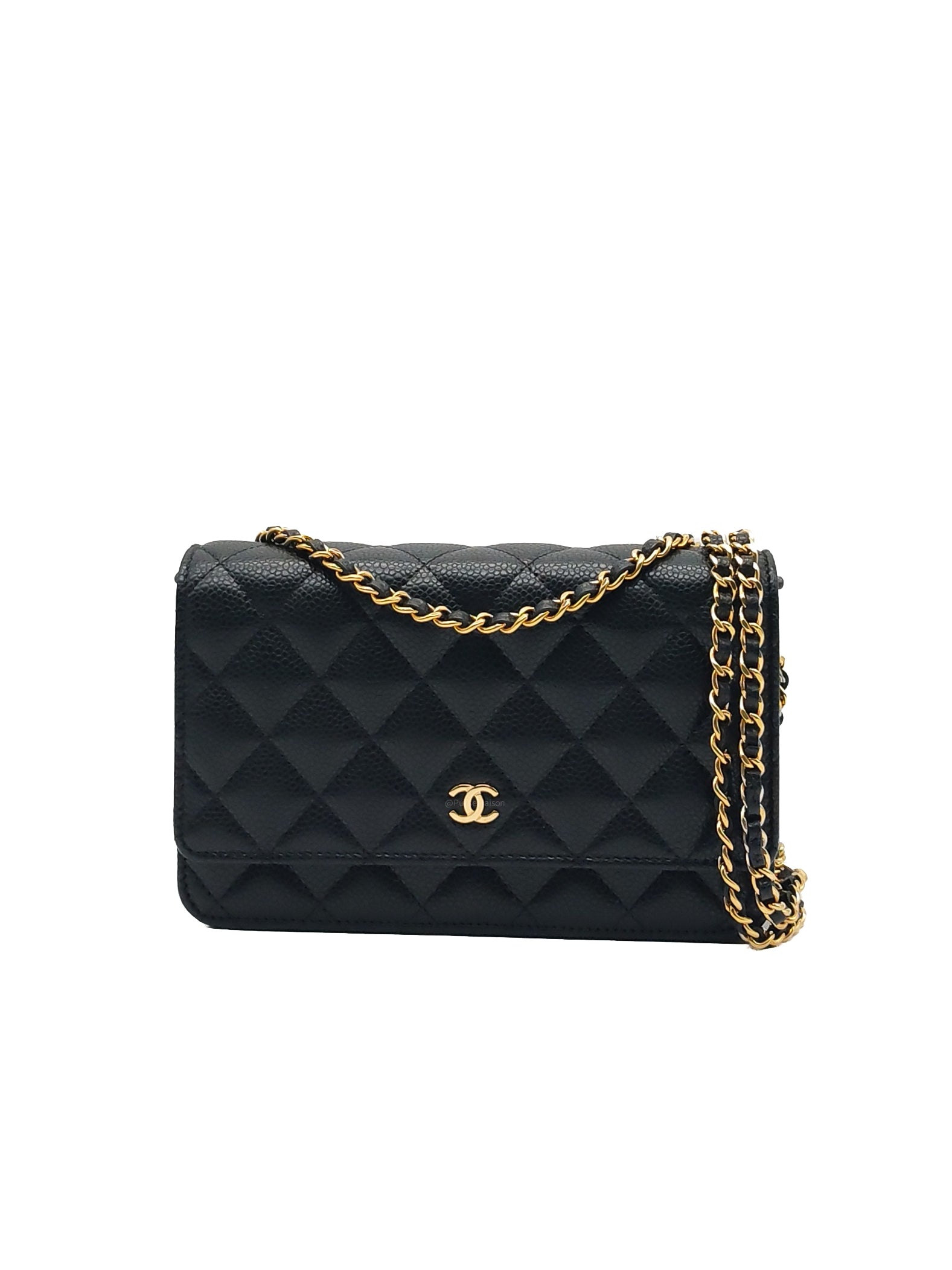 Chanel Classic Wallet on Chain (WOC) in Black Caviar Leather Gold Hardware Microchip (L6****54) | Purse Maison Luxury Bags Shop