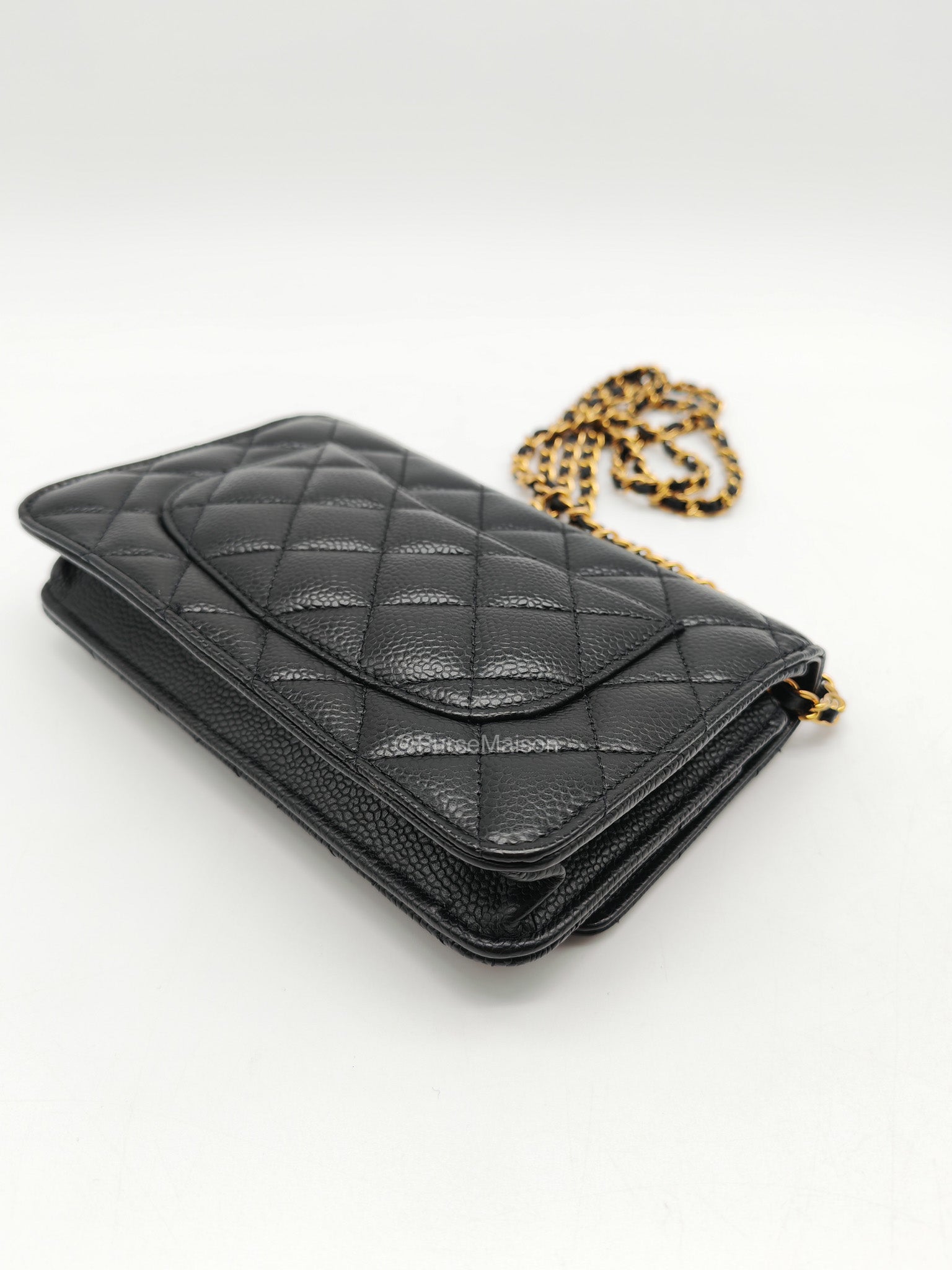 Chanel Classic Wallet on Chain (WOC) in Black Caviar Leather Gold Hardware (Microchip) | Purse Maison Luxury Bags Shop
