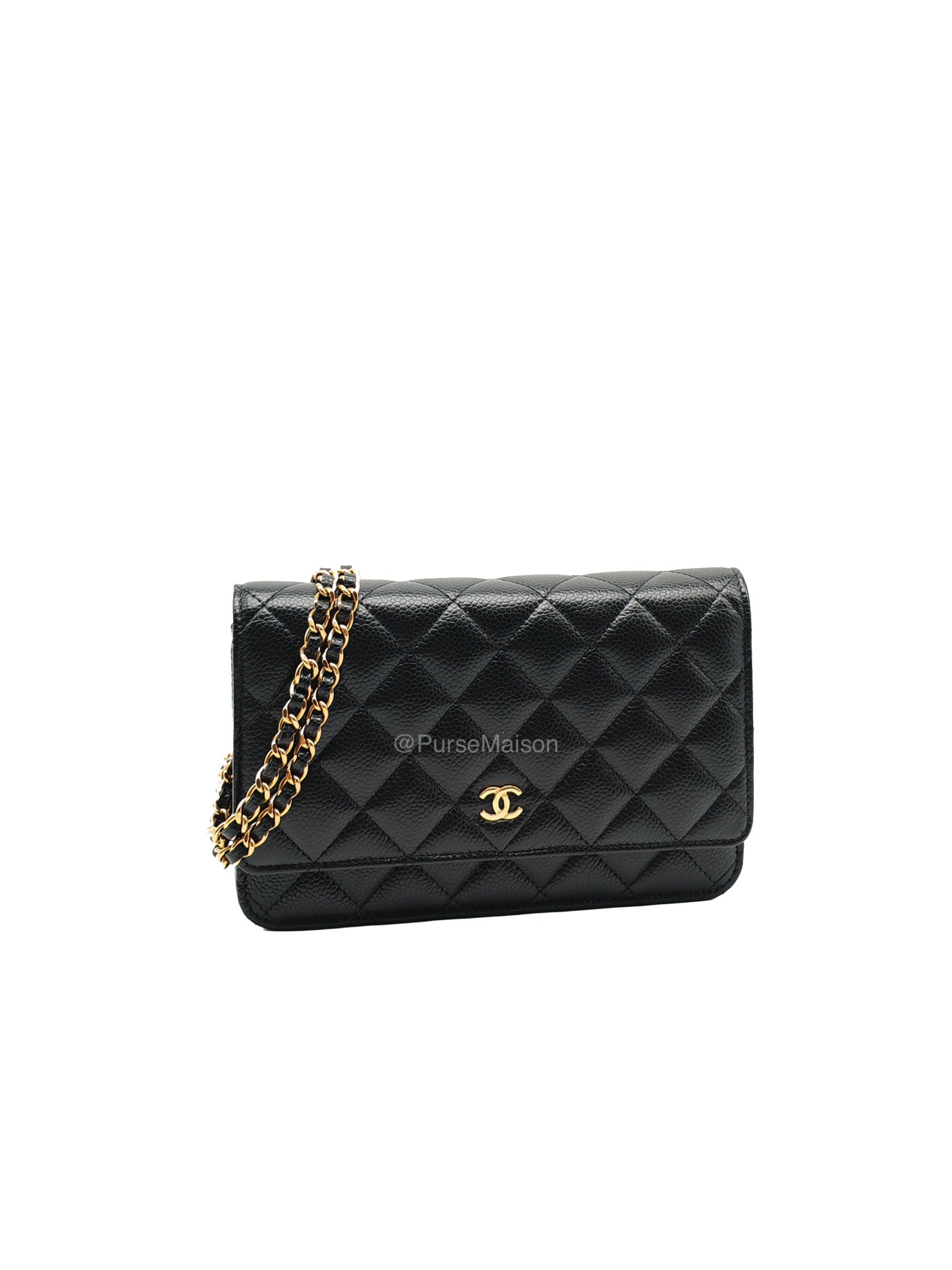 Chanel Classic Wallet on Chain (WOC) in Black Caviar Leather Gold Hardware (Microchip) | Purse Maison Luxury Bags Shop