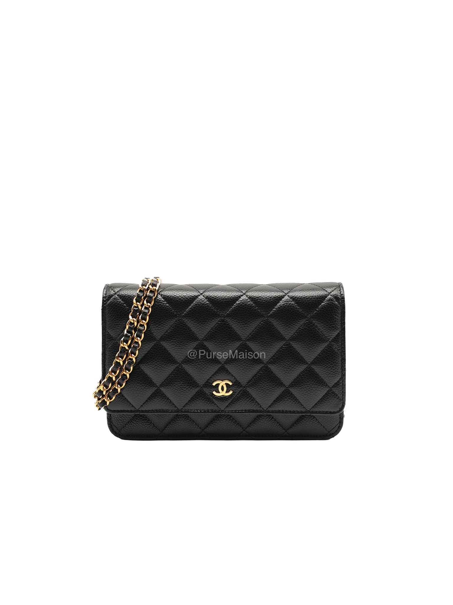Chanel Classic Wallet on Chain (WOC) in Black Caviar Leather Gold Hardware (Microchip) | Purse Maison Luxury Bags Shop