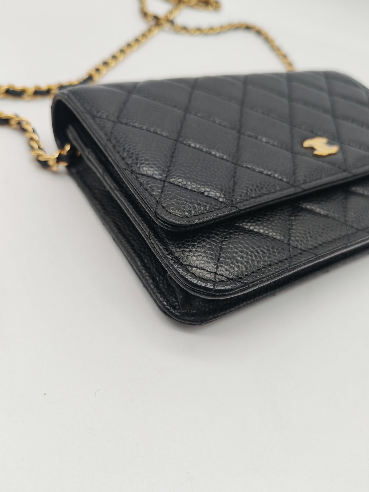 Chanel Classic Wallet on Chain (WOC) in Black Caviar Leather Gold Hardware Microchip (X1***CC) | Purse Maison Luxury Bags Shop
