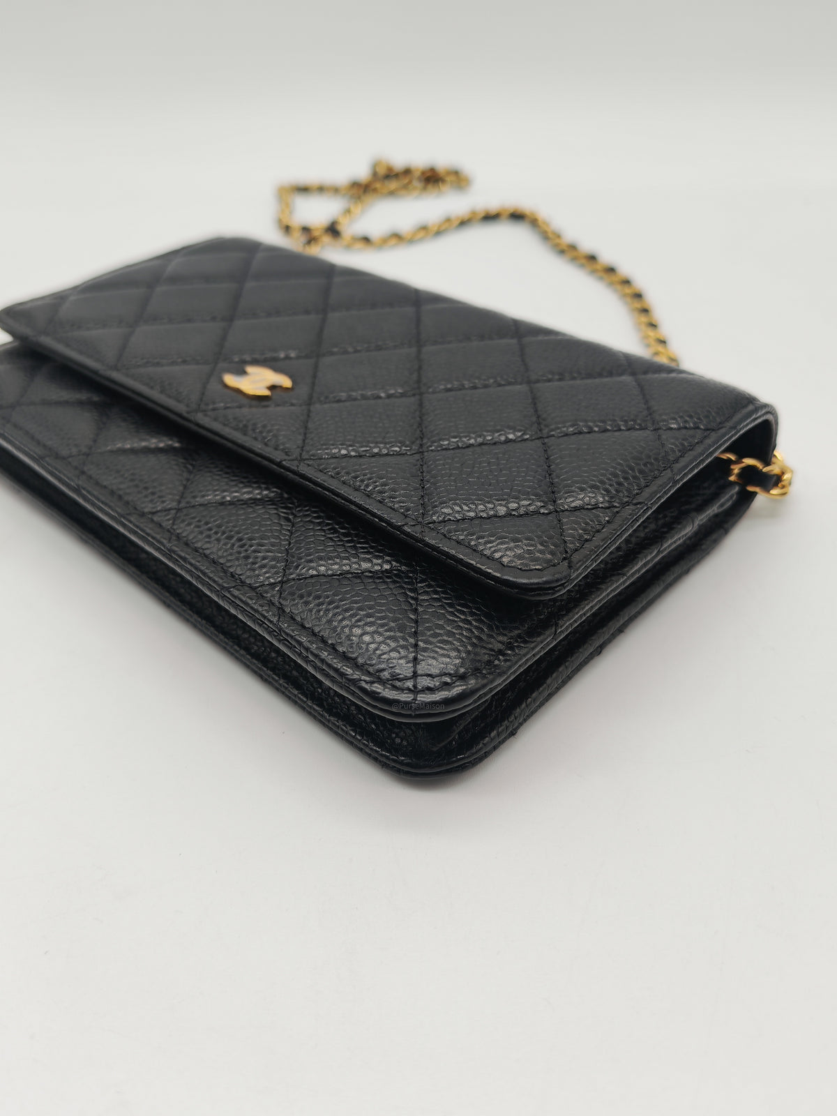 Chanel Classic Wallet on Chain (WOC) in Black Caviar Leather Gold Hardware Microchip (X1***CC) | Purse Maison Luxury Bags Shop