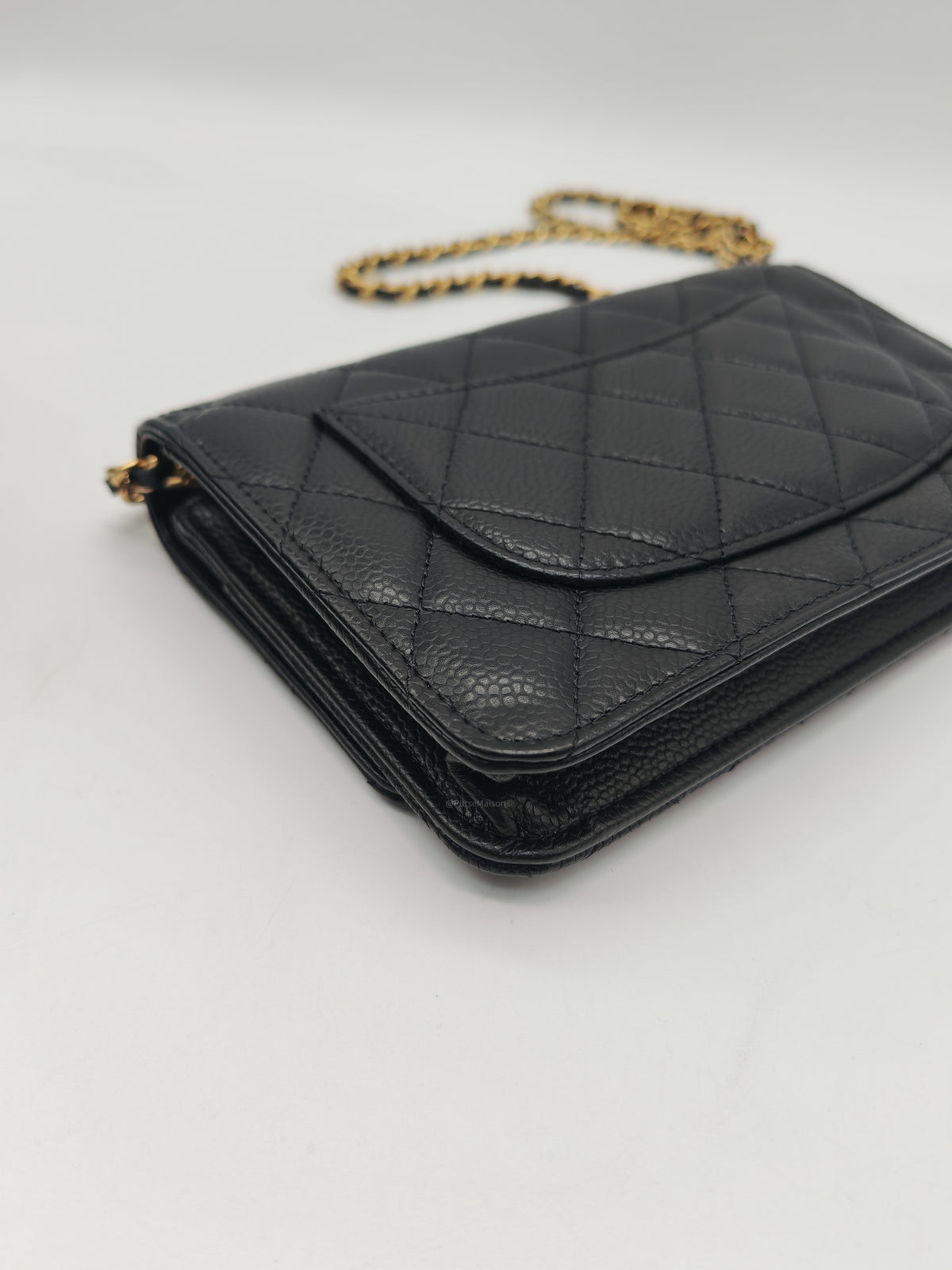 Chanel Classic Wallet on Chain (WOC) in Black Caviar Leather in Gold Hardware Microchip (HK****3L) | Purse Maison Luxury Bags Shop