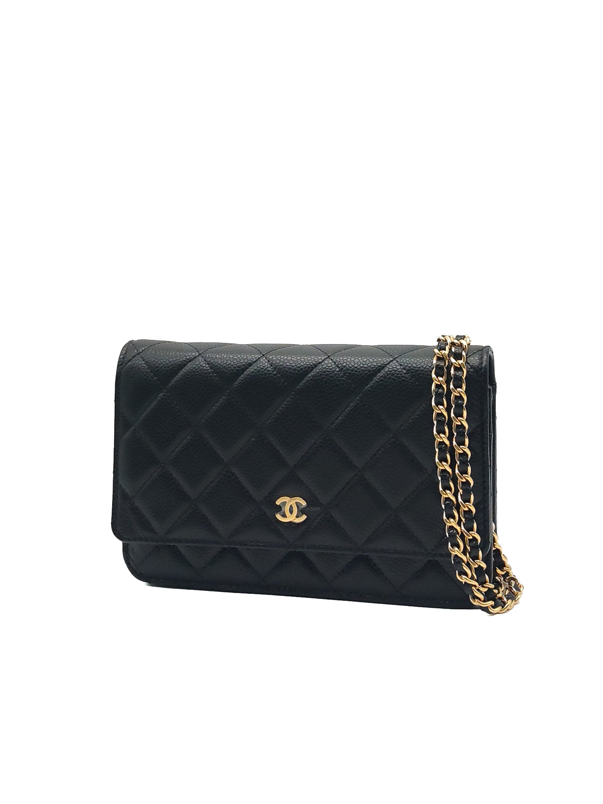Chanel Classic Wallet on Chain (WOC) in Black Caviar Leather in Gold Hardware Microchip (HK****3L) | Purse Maison Luxury Bags Shop