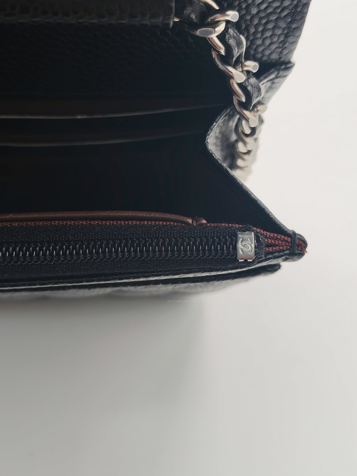 Chanel Classic Wallet on Chain (WOC) in Black Caviar Leather Silver Hardware Microchip (HJ****5J) | Purse Maison Luxury Bags Shop