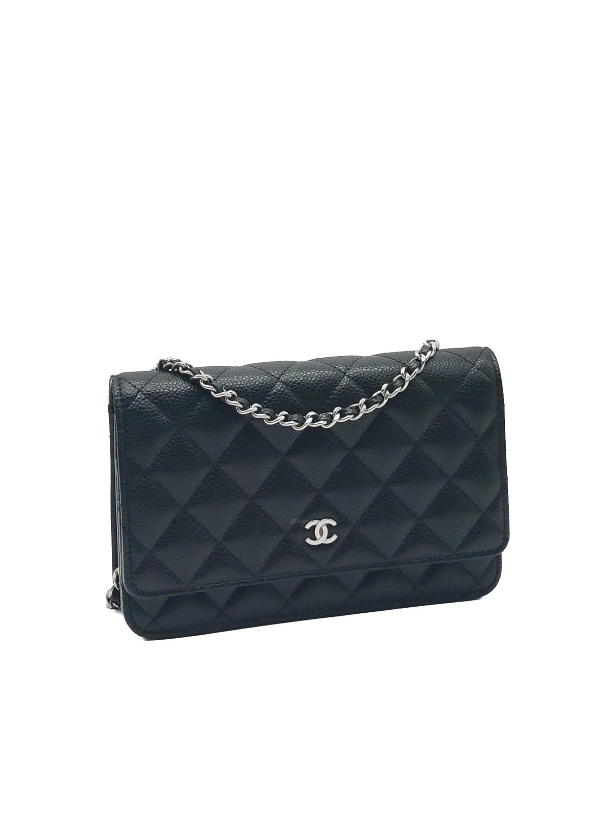 Chanel Classic Wallet on Chain (WOC) in Black Caviar Leather Silver Hardware Microchip (HJ****5J) | Purse Maison Luxury Bags Shop