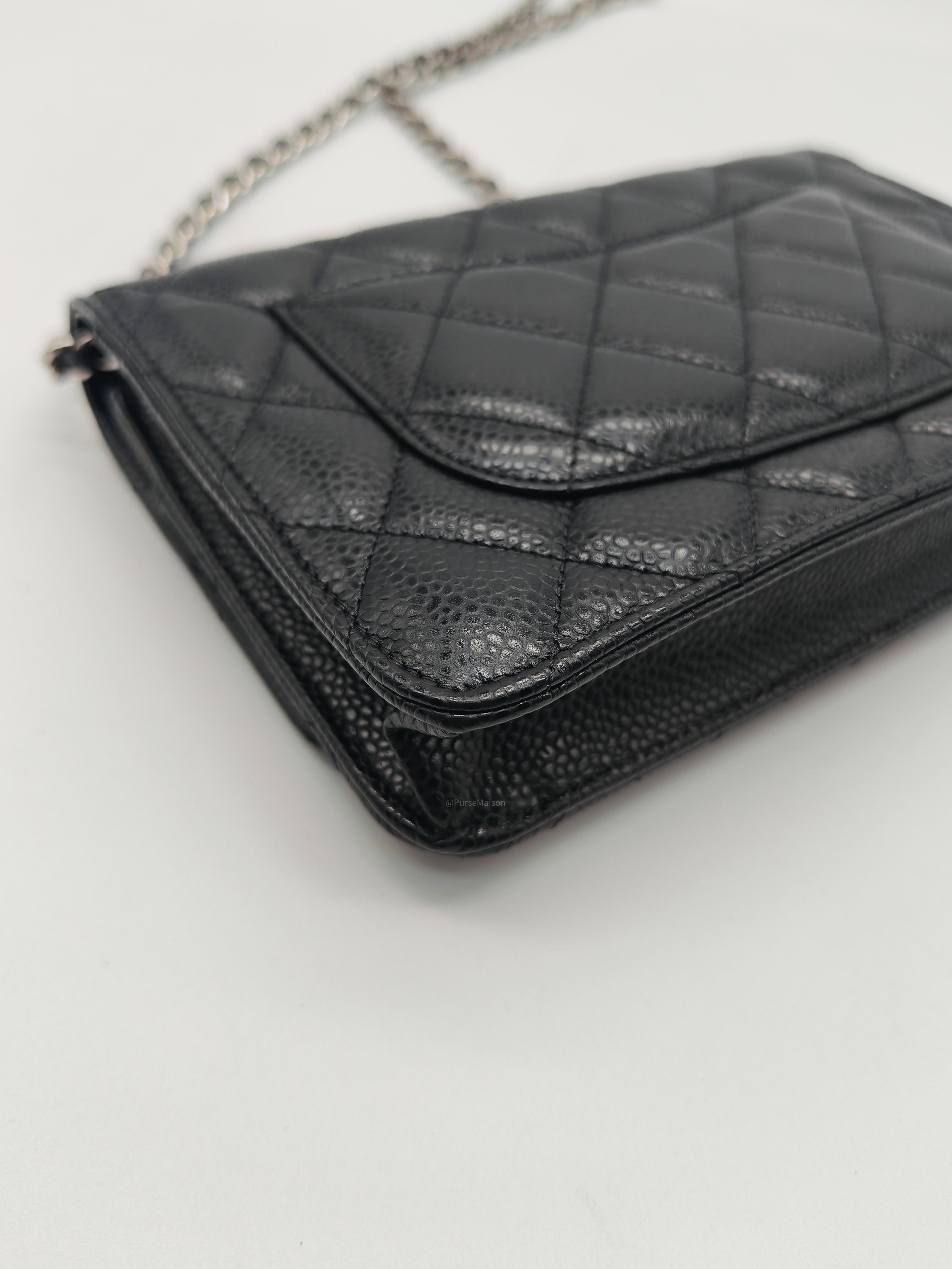 Chanel Classic Wallet on Chain (WOC) in Black Caviar Leather Silver Hardware (Series 30****85) | Purse Maison Luxury Bags Shop
