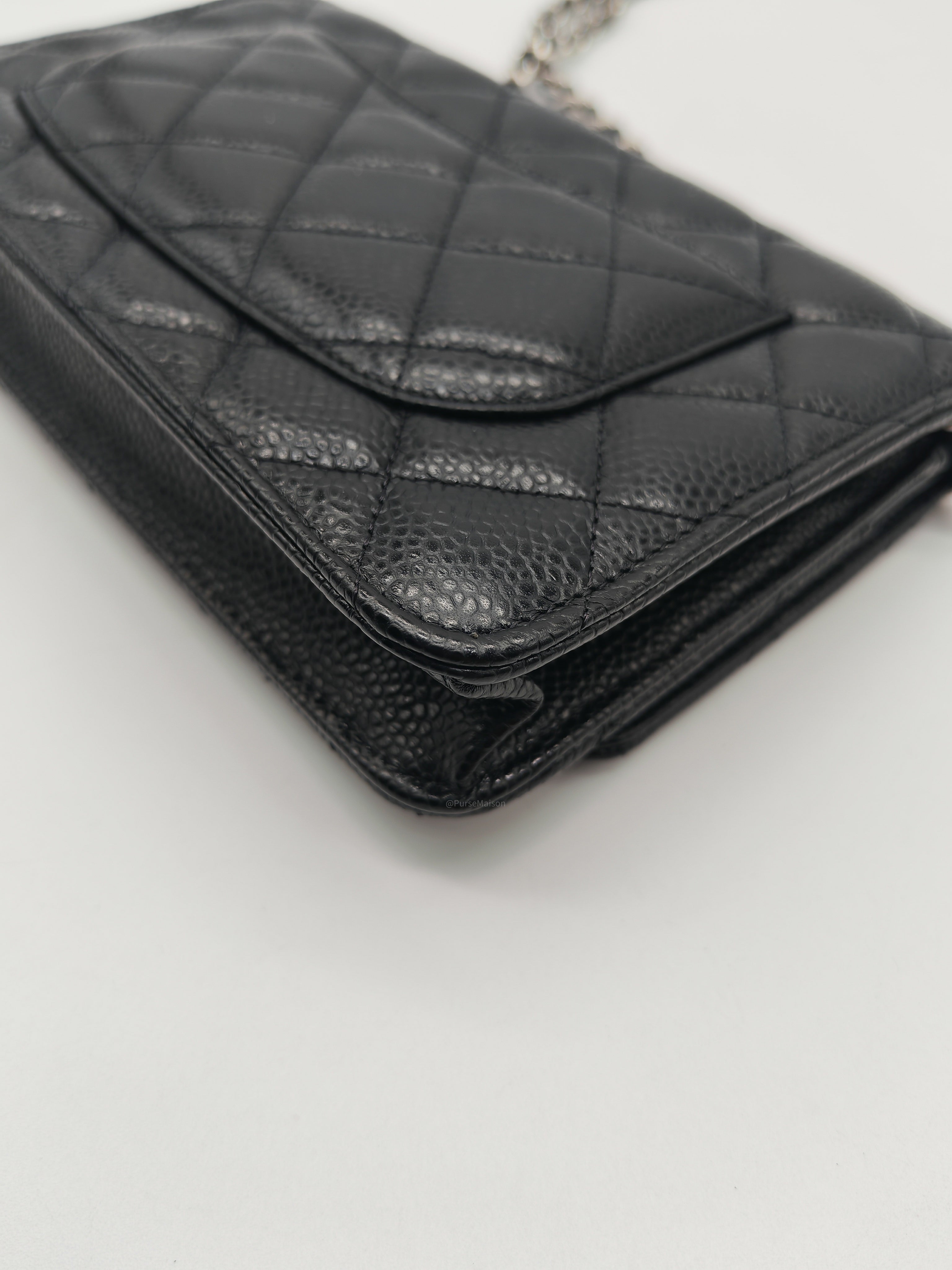 Chanel Classic Wallet on Chain (WOC) in Black Caviar Leather Silver Hardware (Series 30****85) | Purse Maison Luxury Bags Shop