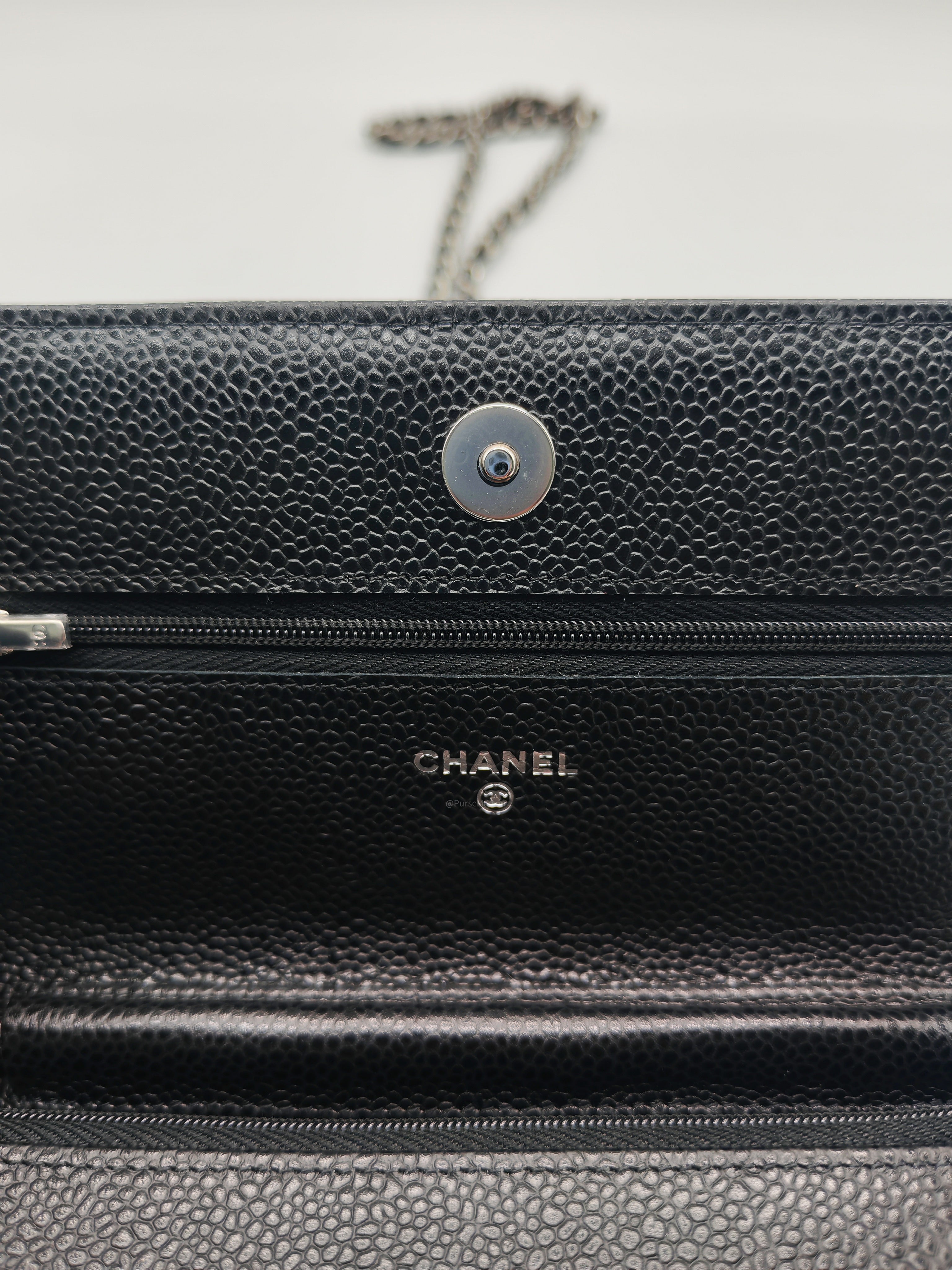Chanel Classic Wallet on Chain (WOC) in Black Caviar Leather Silver Hardware (Series 30****85) | Purse Maison Luxury Bags Shop