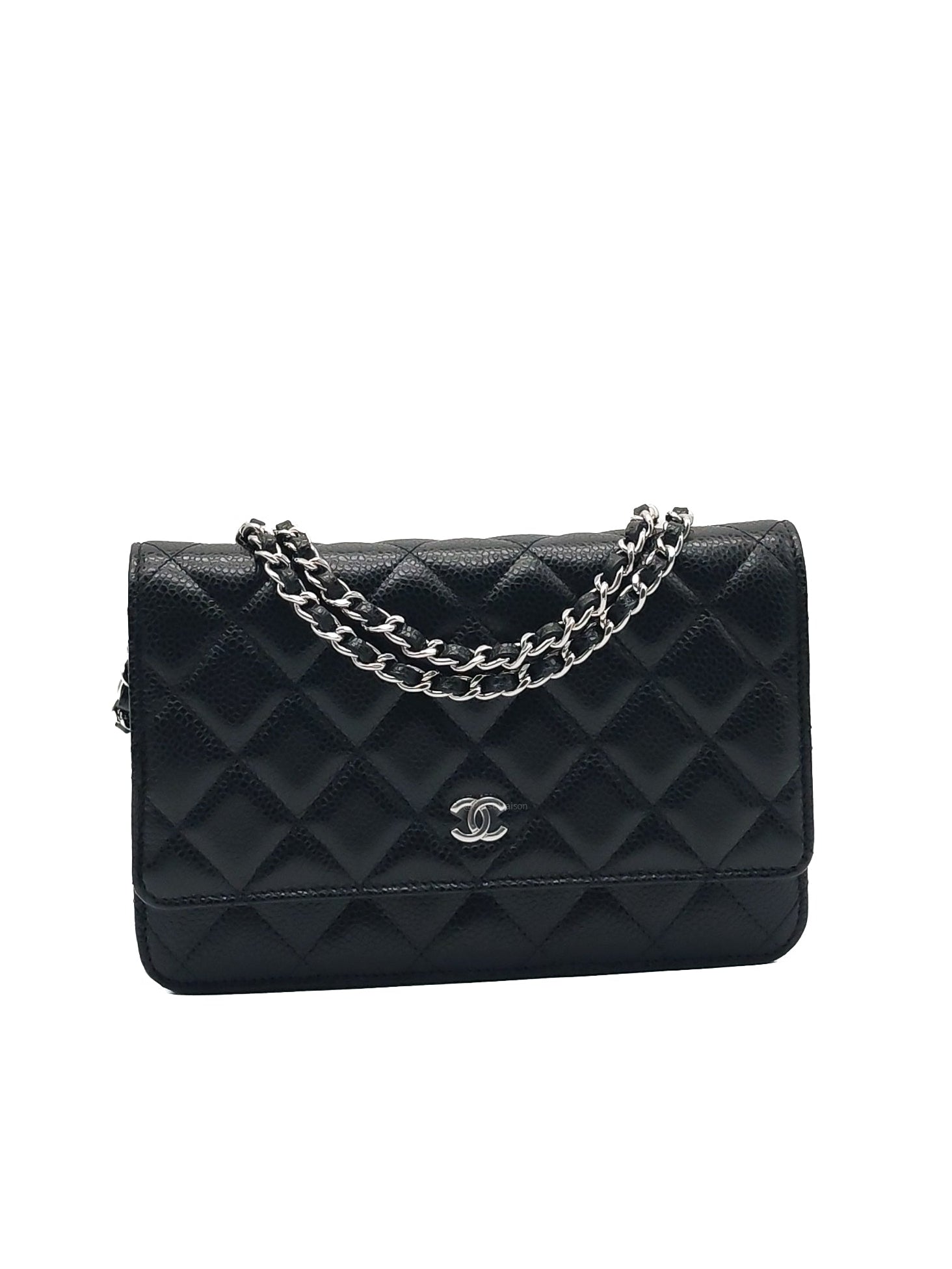 Chanel Classic Wallet on Chain (WOC) in Black Caviar Leather Silver Hardware (Series 30****85) | Purse Maison Luxury Bags Shop