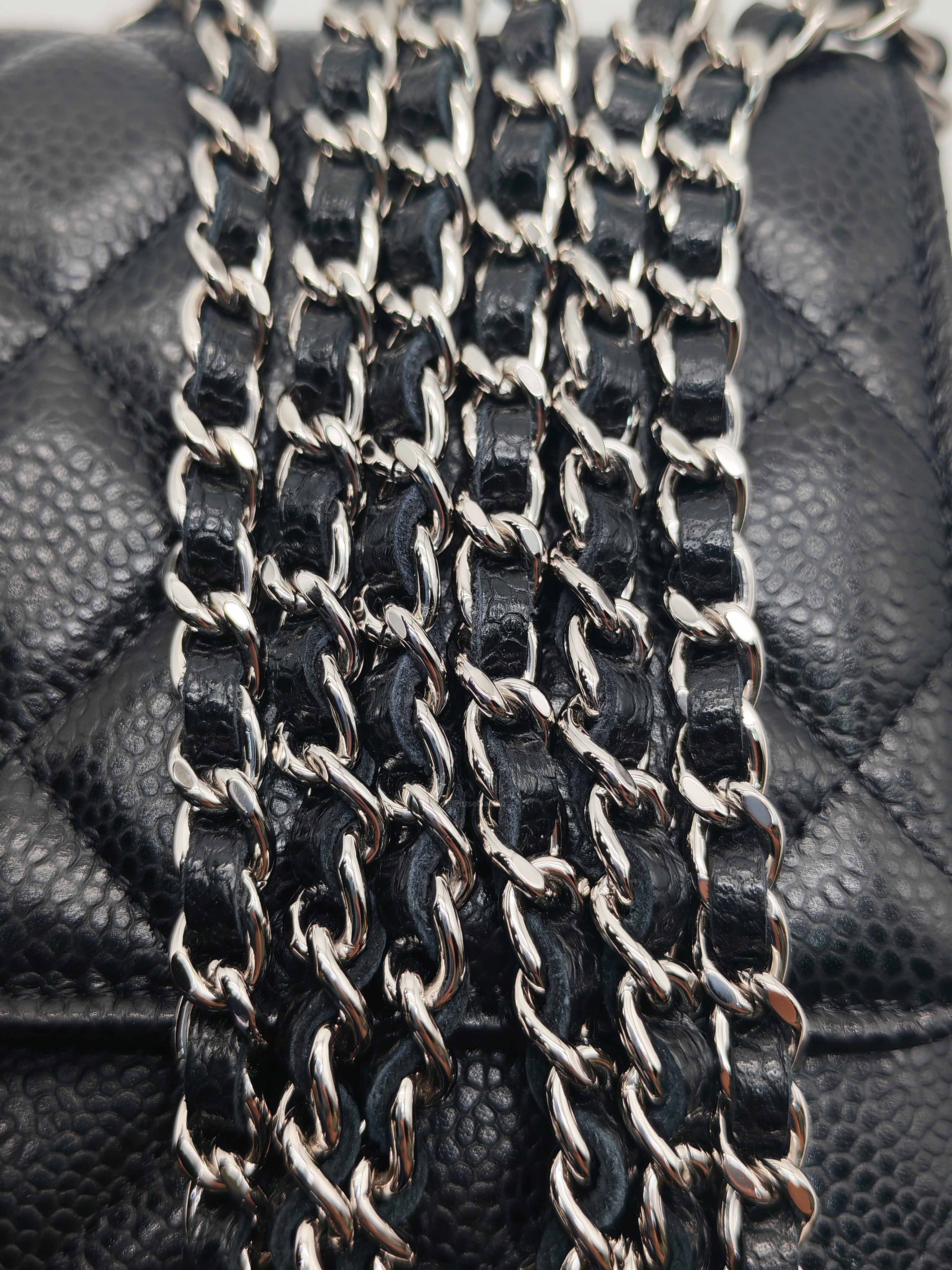 Chanel Classic Wallet on Chain (WOC) in Black Caviar Leather Silver Hardware (Series 30****85) | Purse Maison Luxury Bags Shop