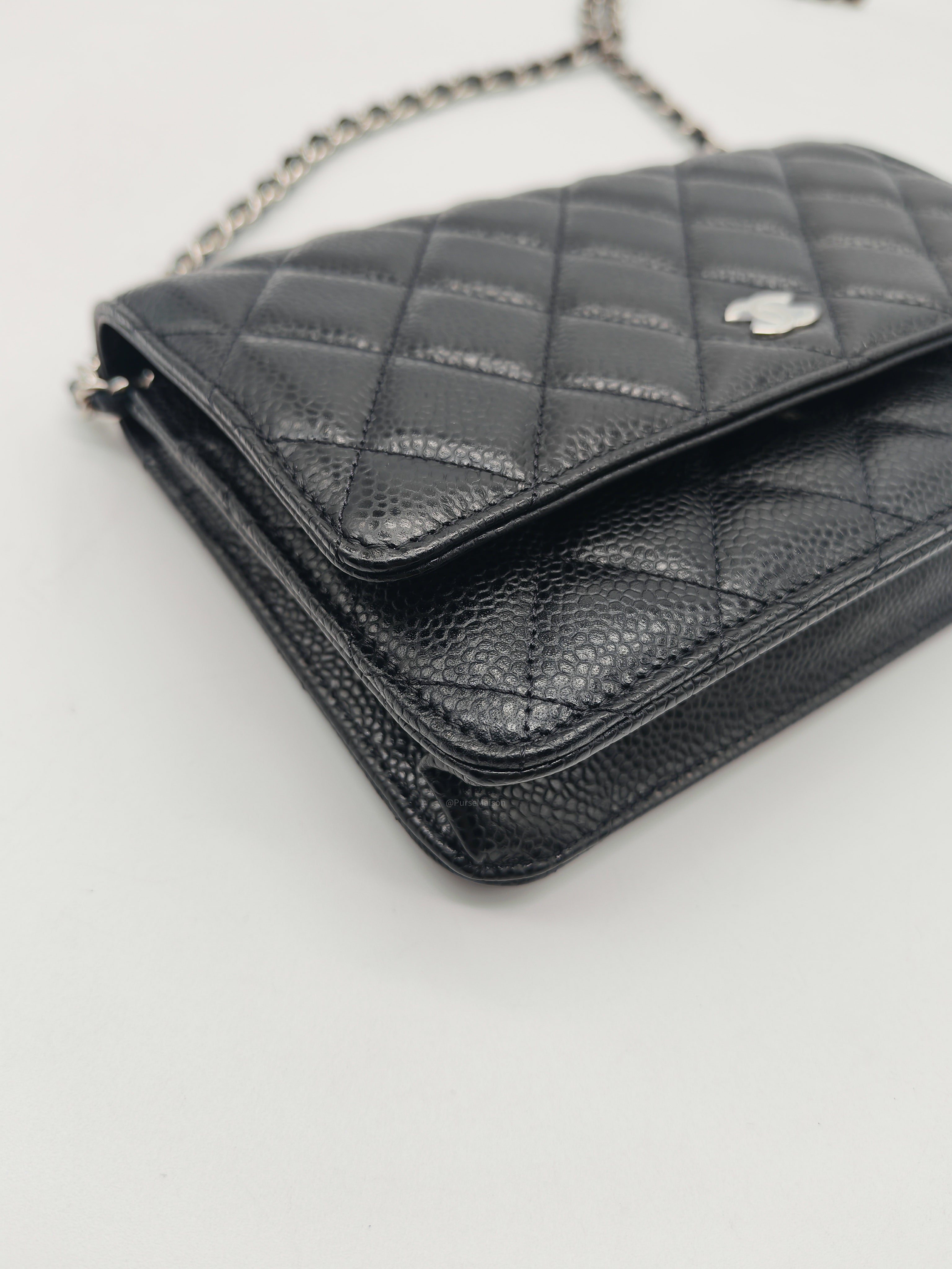 Chanel Classic Wallet on Chain (WOC) in Black Caviar Leather Silver Hardware (Series 30****85) | Purse Maison Luxury Bags Shop