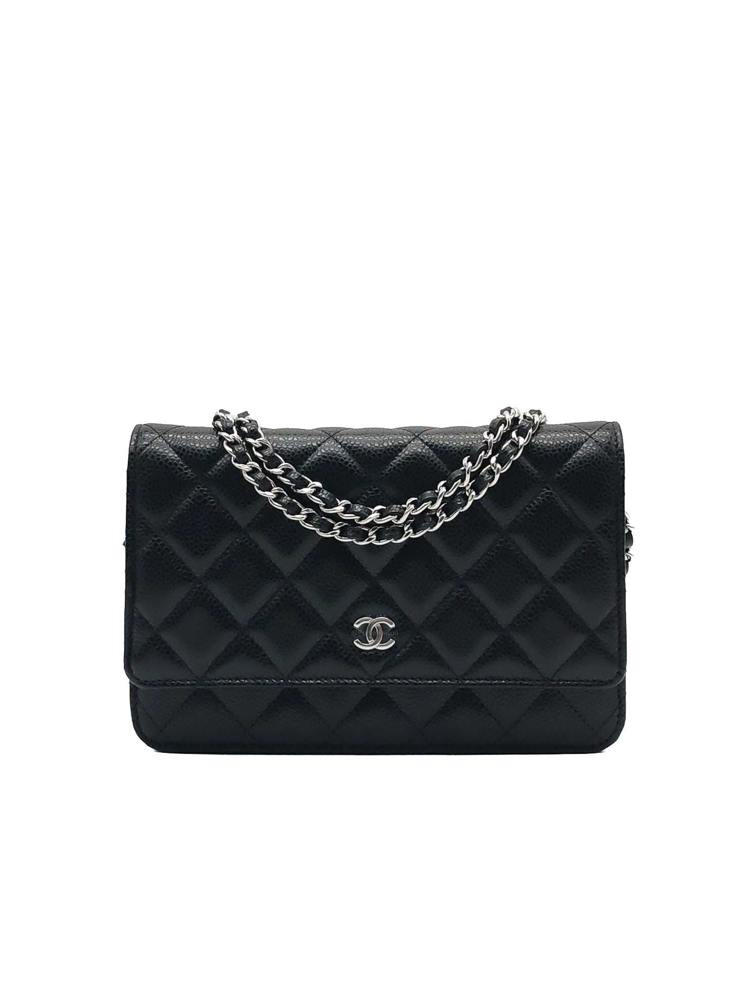 Chanel Classic Wallet on Chain (WOC) in Black Caviar Leather Silver Hardware (Series 30****85) | Purse Maison Luxury Bags Shop
