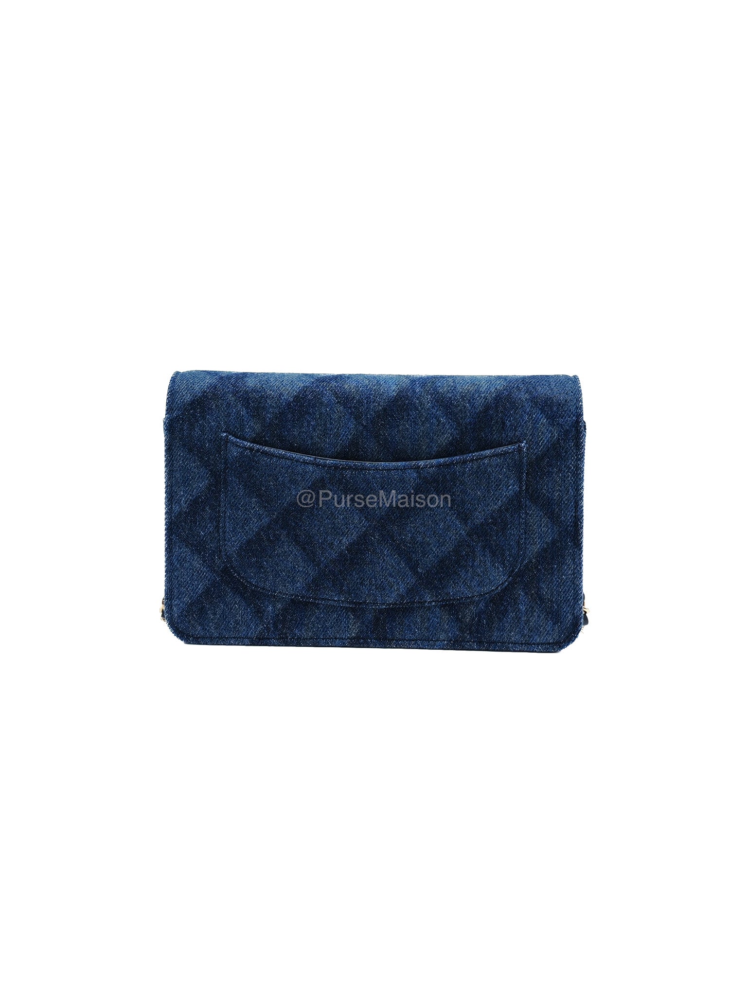 Chanel Classic Wallet on Chain (WOC) in Denim Fabric Canvas Light Gold (Microchip) | Purse Maison Luxury Bags Shop