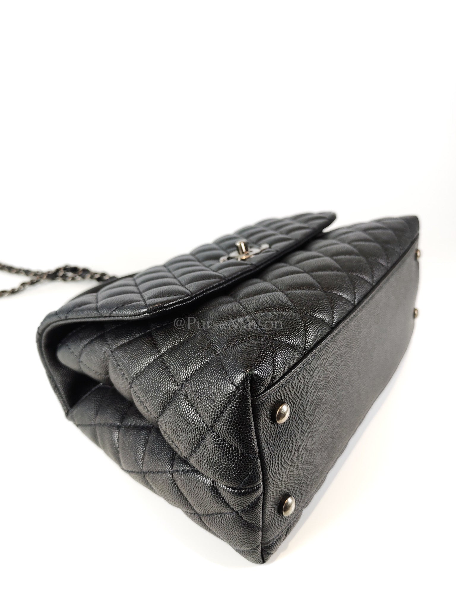 Coco Handle Medium in Black Quilted Caviar & Ruthenium Hardware Series 23 | Purse Maison Luxury Bags Shop