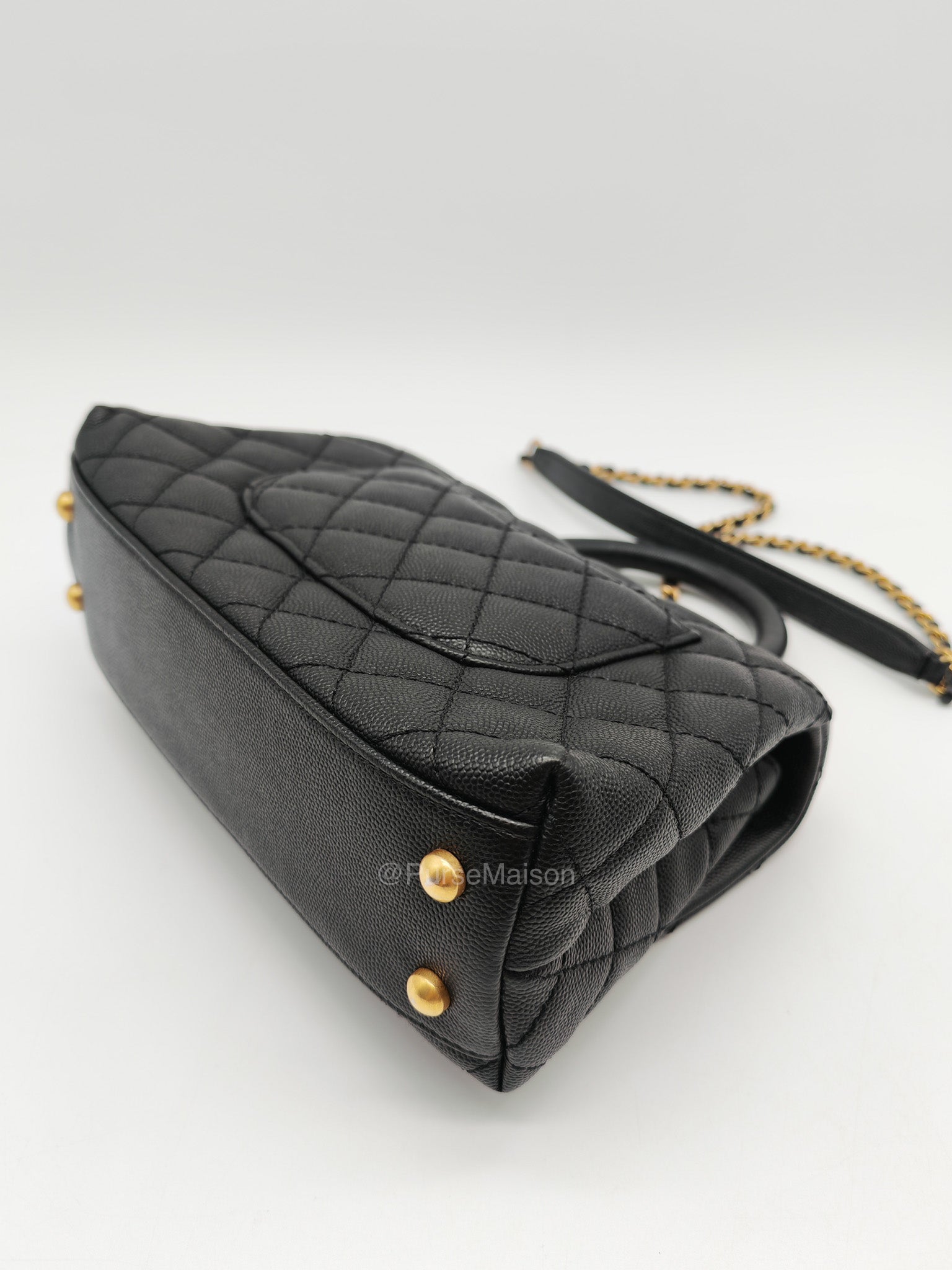Chanel Coco Handle Small in Black Caviar Leather and Gold Hardware Series 25 | Purse Maison Luxury Bags Shop