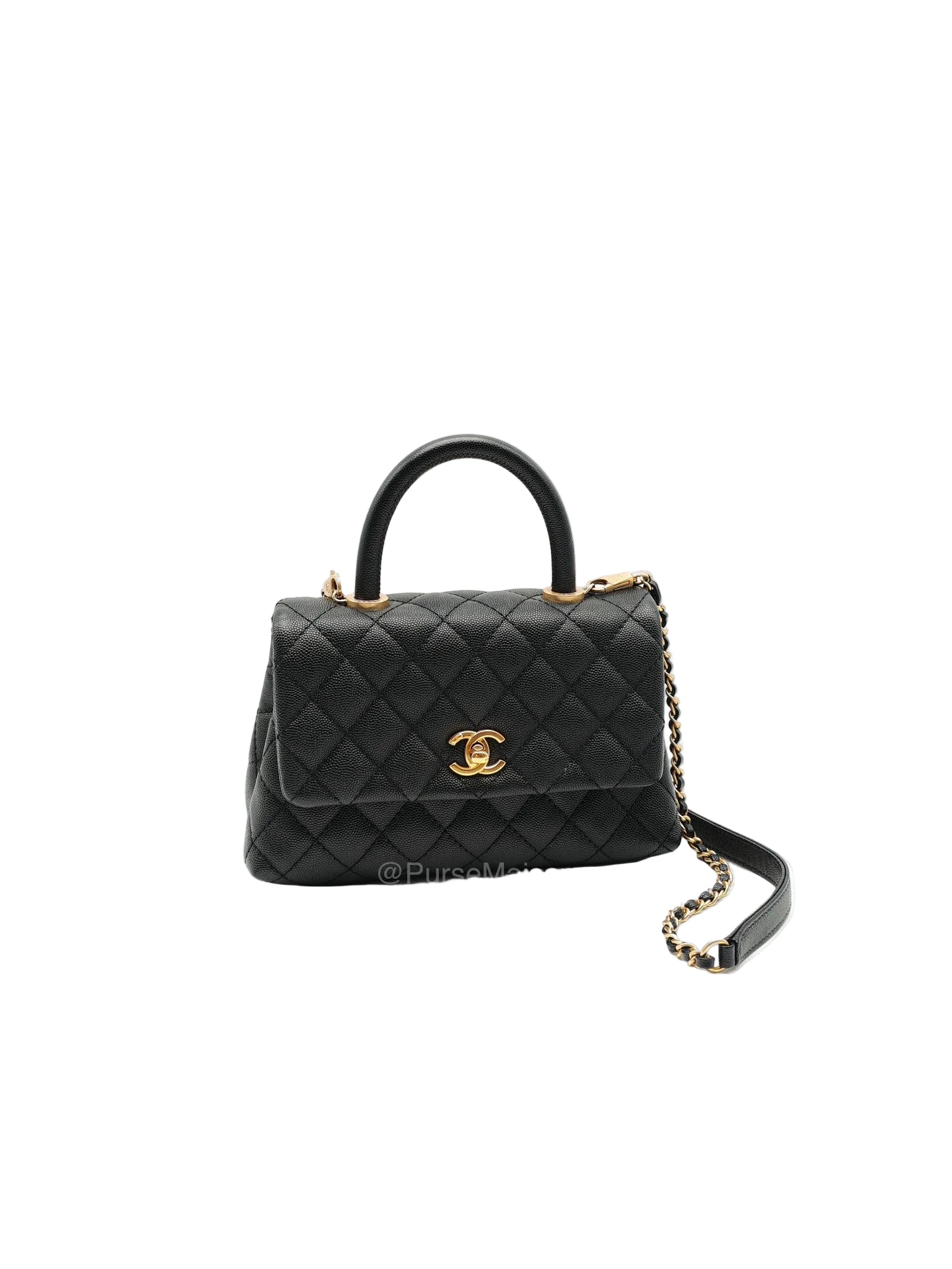 Chanel Coco Handle Small in Black Caviar Leather and Gold Hardware Series 25 | Purse Maison Luxury Bags Shop