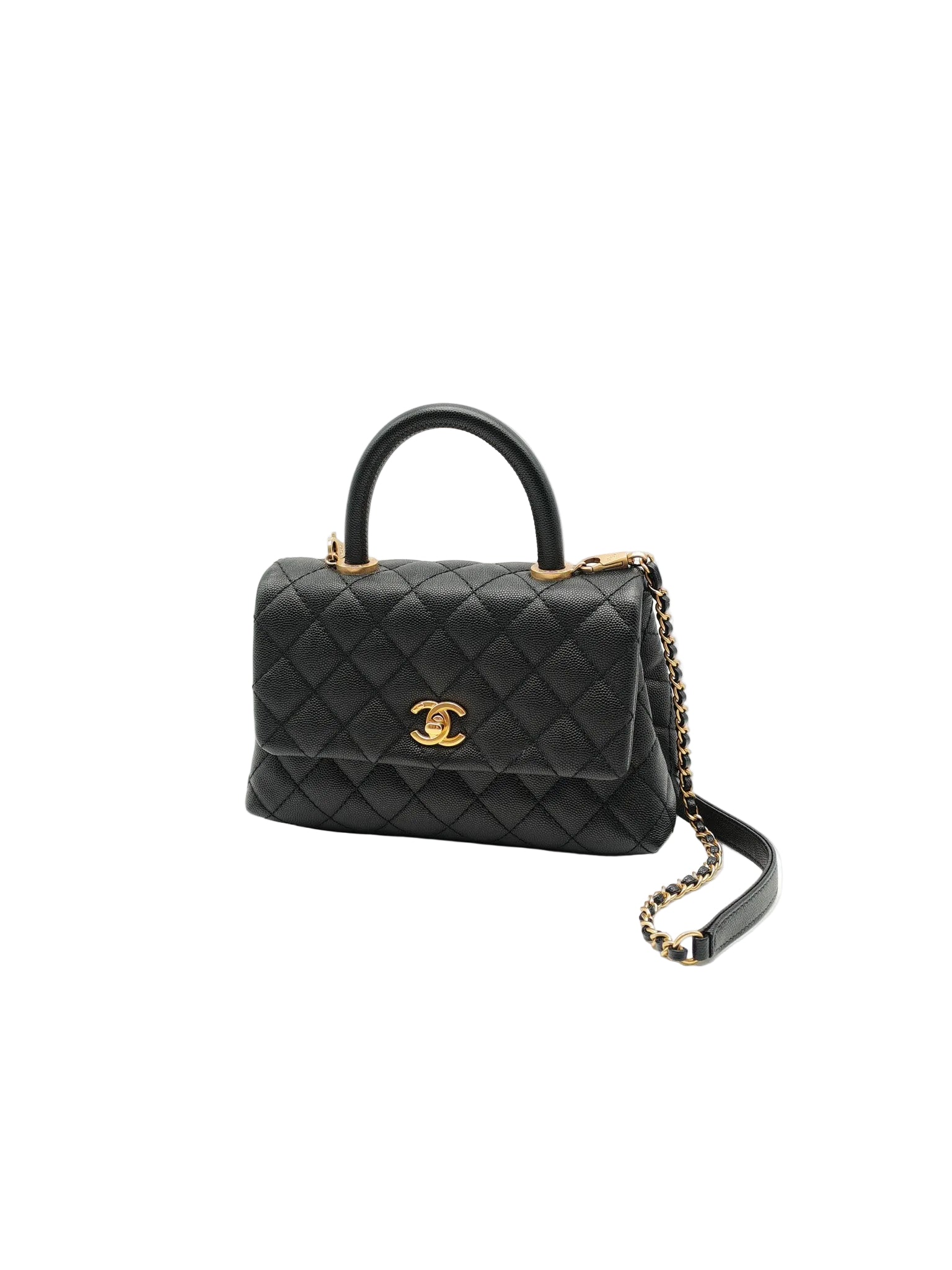 Chanel Coco Handle Small in Black Caviar Leather and Gold Hardware Series 25 | Purse Maison Luxury Bags Shop