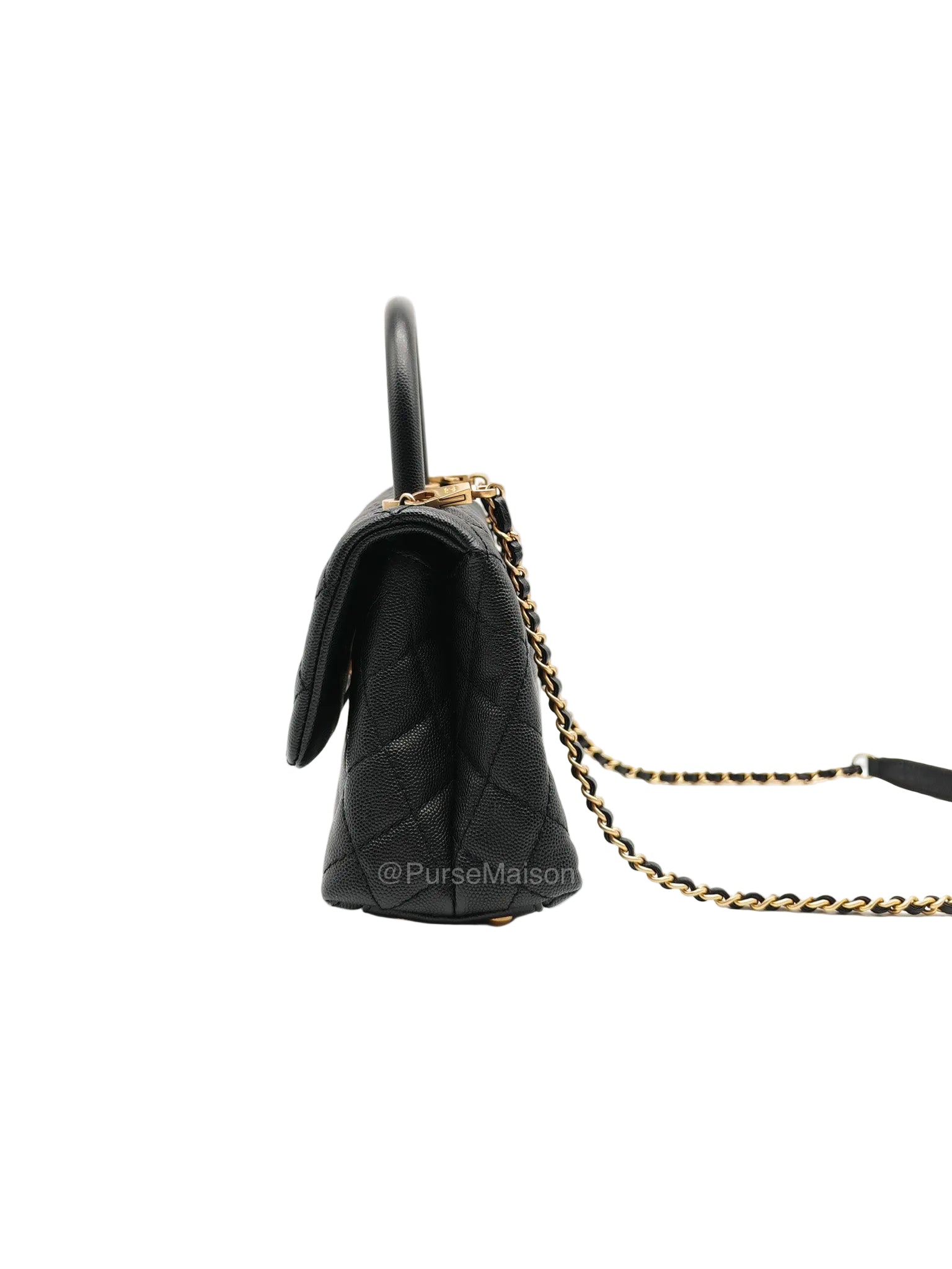Chanel Coco Handle Small in Black Caviar Leather and Gold Hardware Series 25 | Purse Maison Luxury Bags Shop