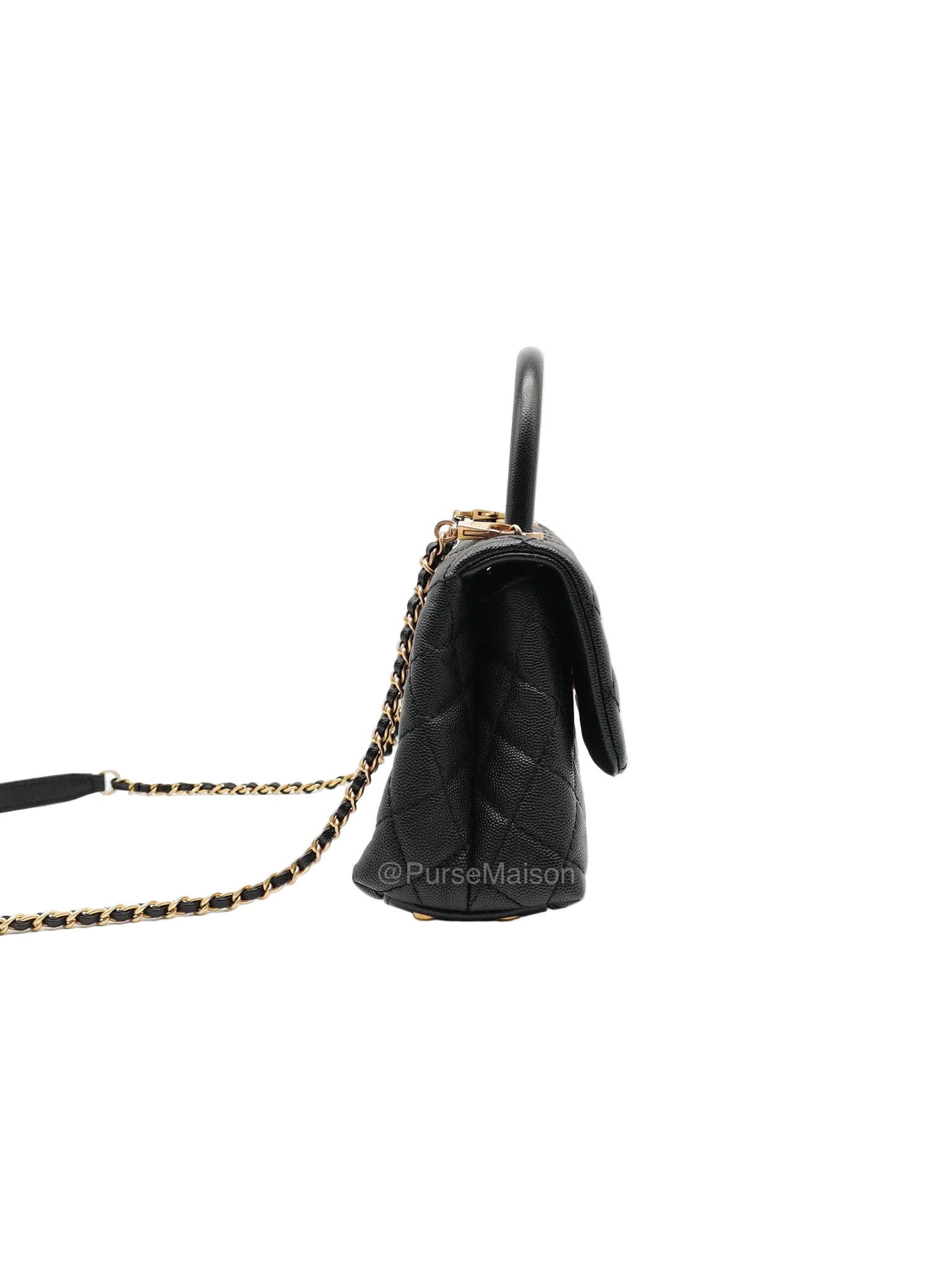 Chanel Coco Handle Small in Black Caviar Leather and Gold Hardware Series 25 | Purse Maison Luxury Bags Shop