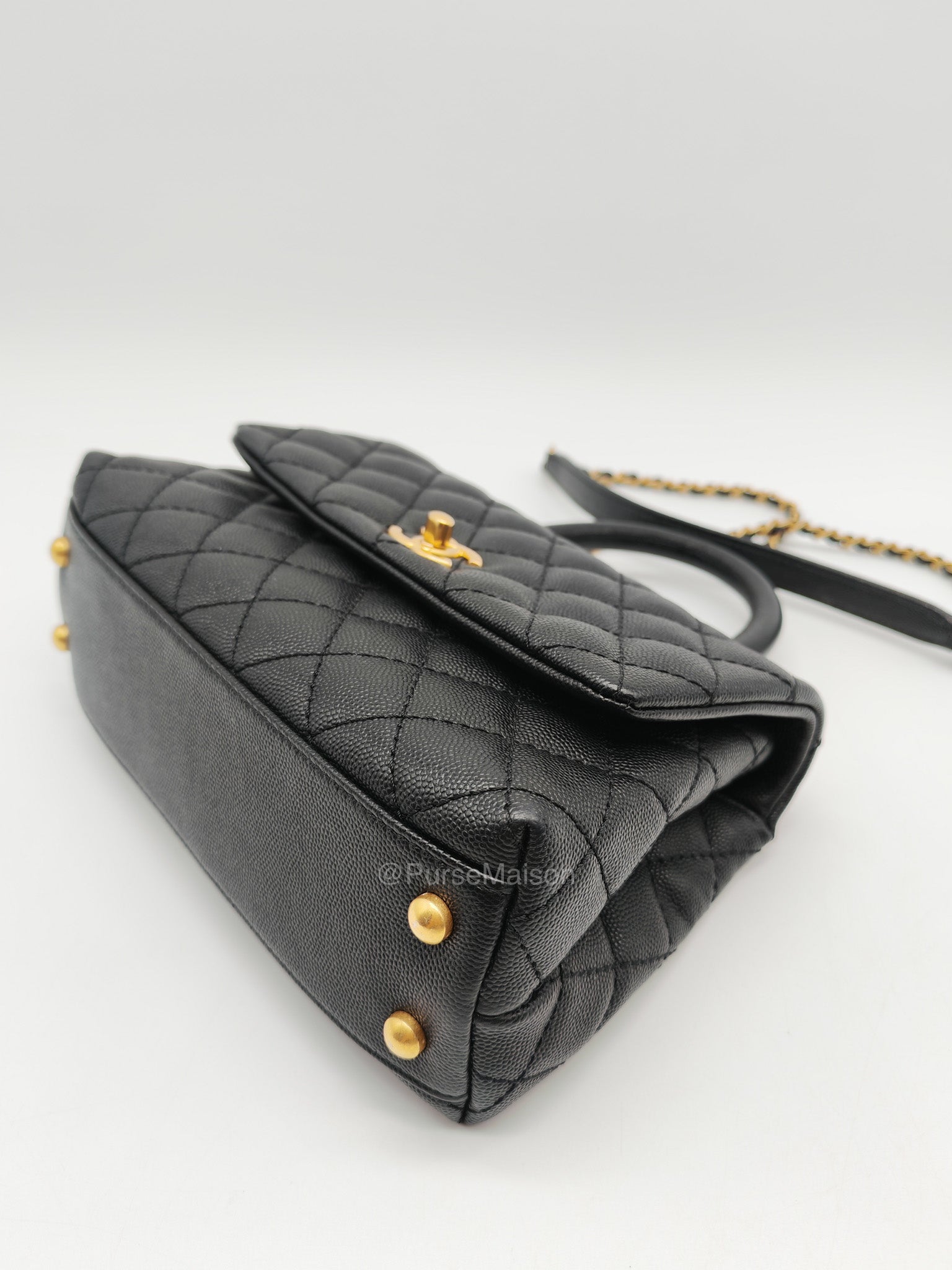 Chanel Coco Handle Small in Black Caviar Leather and Gold Hardware Series 25 | Purse Maison Luxury Bags Shop