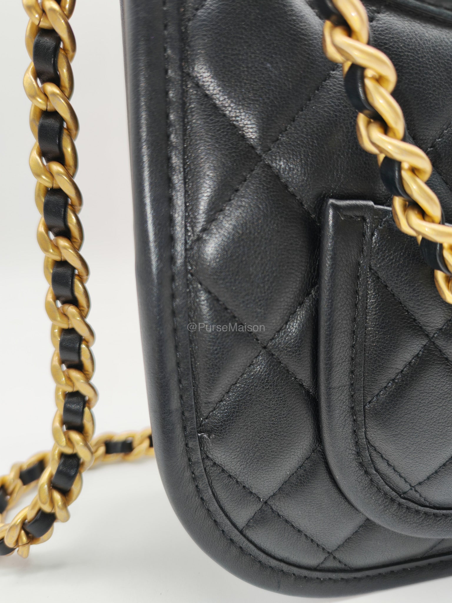 Chanel Curvy Mood Hobo Bag in Black Quilted Calfskin Leather and Aged Gold Hardware Microchip | Purse Maison Luxury Bags Shop