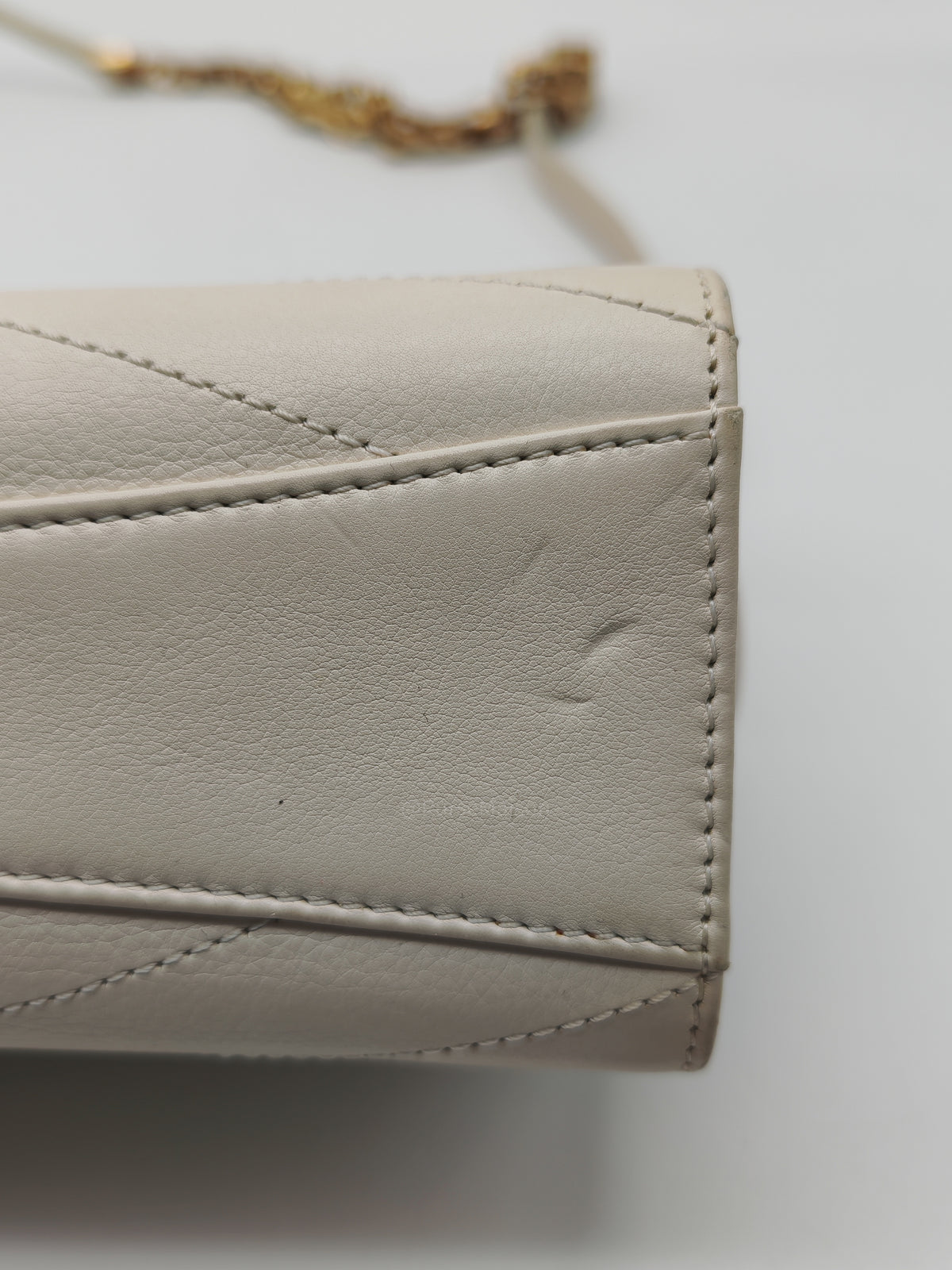 Chanel Envelope Flap Bag in White Chevron Calfskin Leather and Gold Hardware Series 27 | Purse Maison Luxury Bags Shop