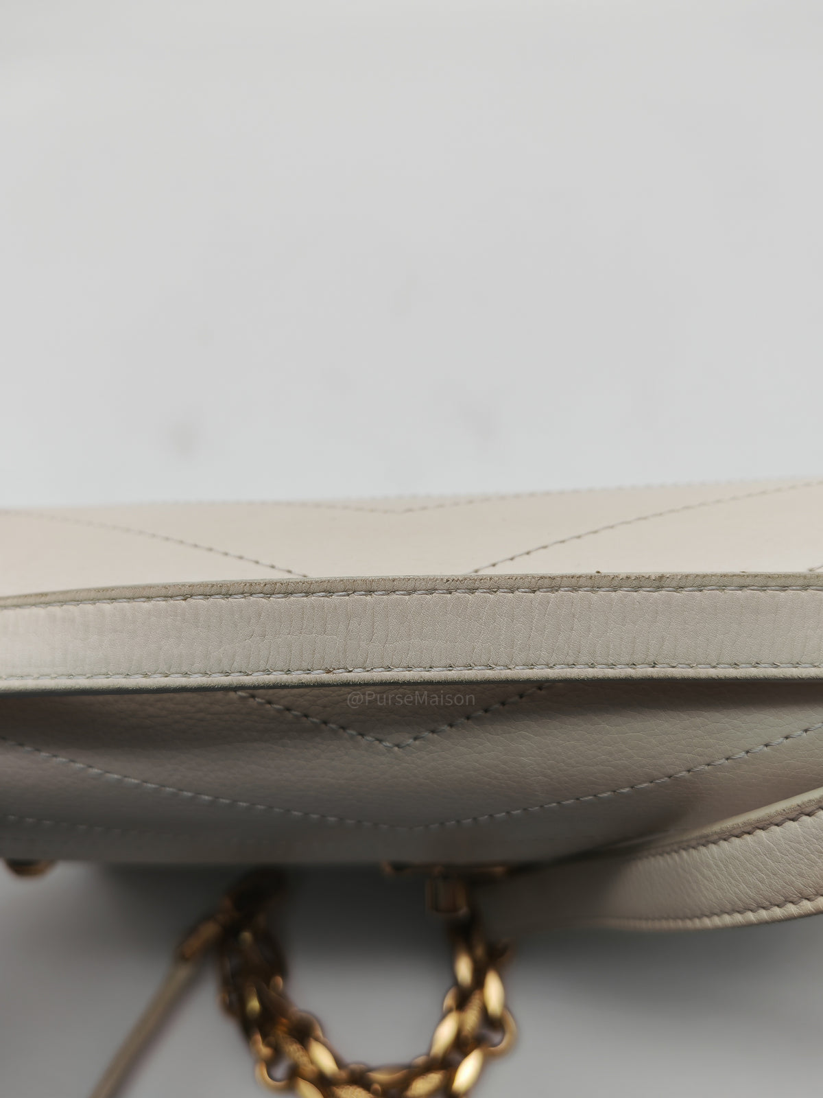 Chanel Envelope Flap Bag in White Chevron Calfskin Leather and Gold Hardware Series 27 | Purse Maison Luxury Bags Shop