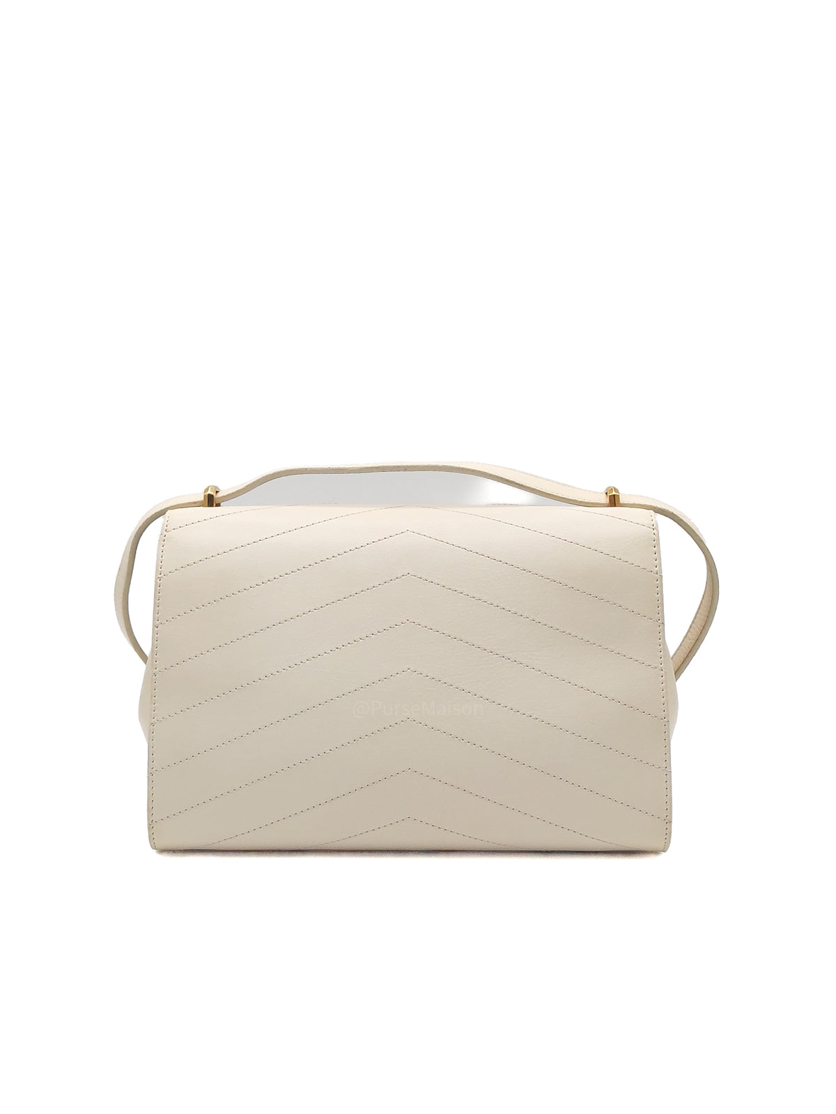 Chanel Envelope Flap Bag in White Chevron Calfskin Leather and Gold Hardware Series 27 | Purse Maison Luxury Bags Shop
