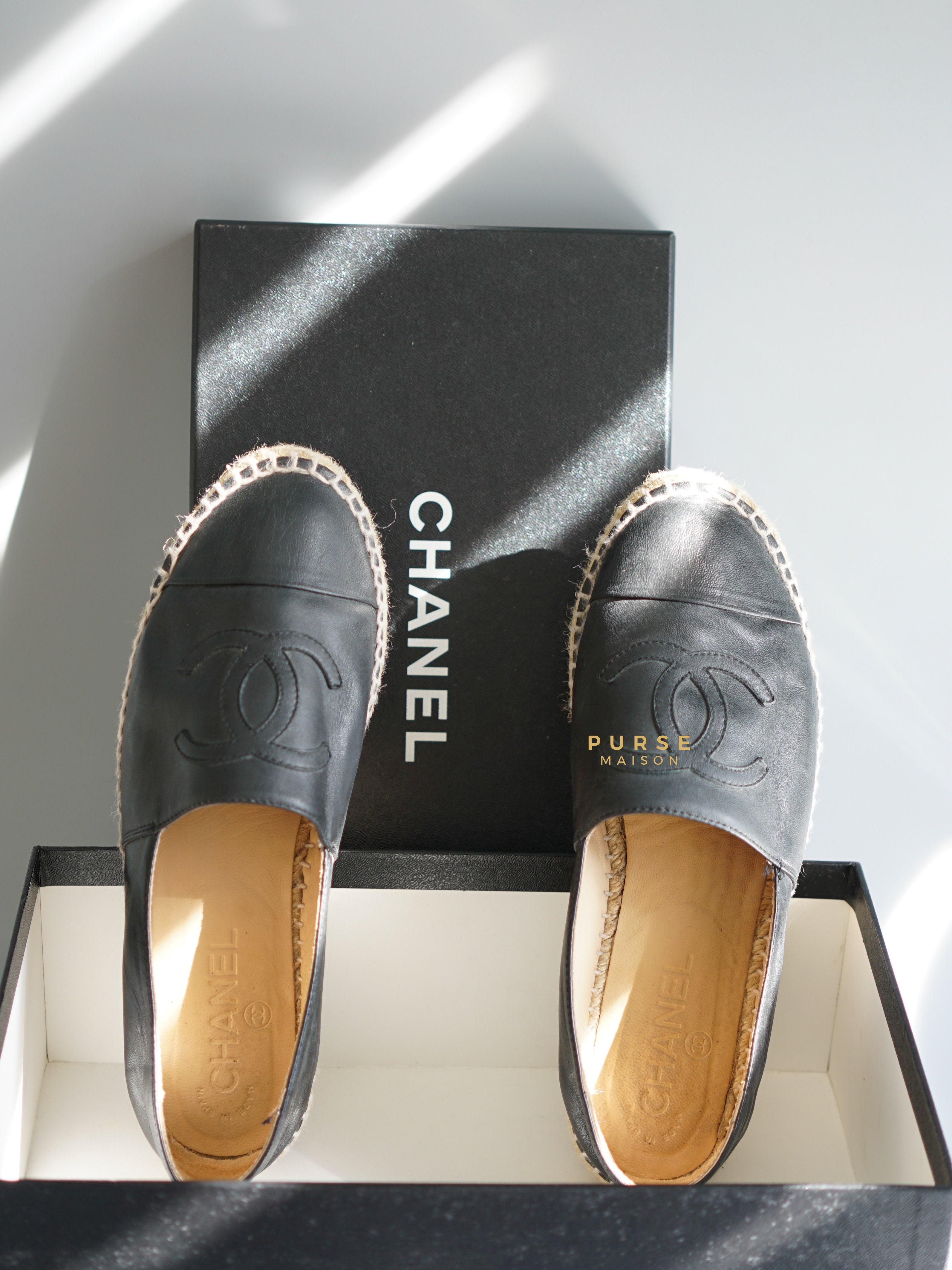 Chanel espadrilles clearance black lambskin