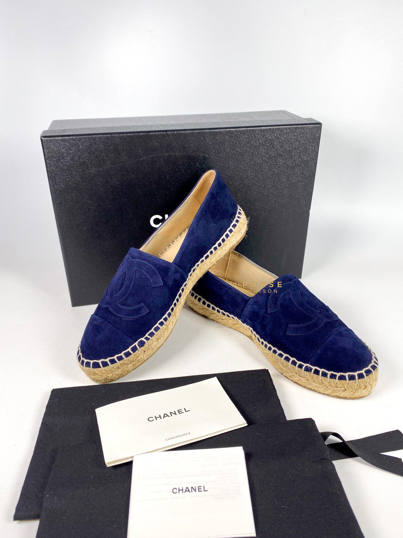 Chanel Espadrilles Suede Navy Blue Size 36 EU (22.5cm)