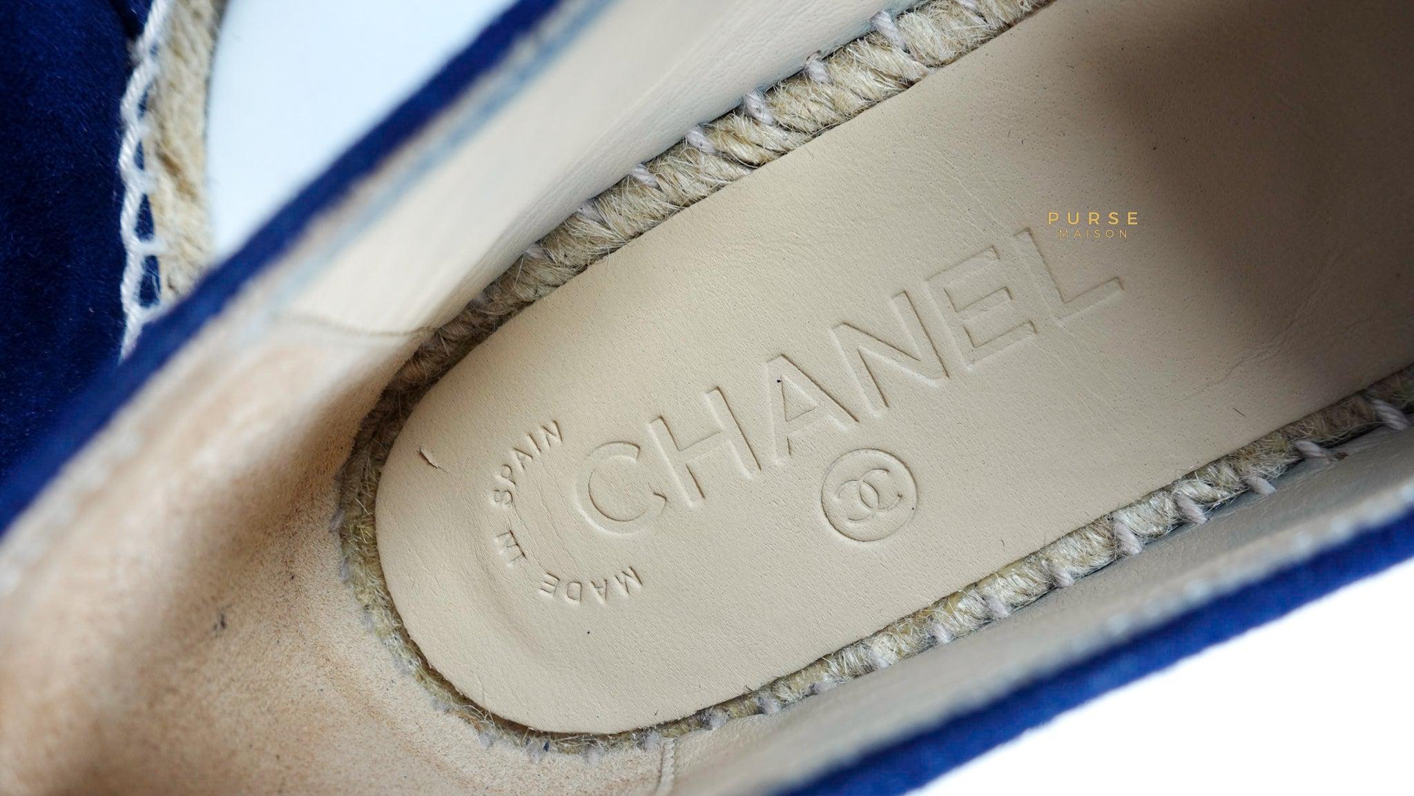 Chanel Espadrilles Suede Navy Blue Size 36 EU (22.5cm)