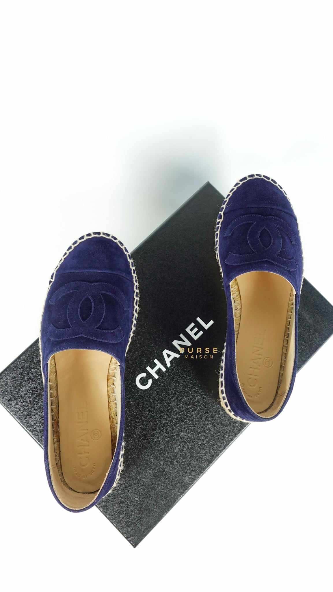 Chanel Espadrilles Suede Navy Blue Size 36 EU (22.5cm)