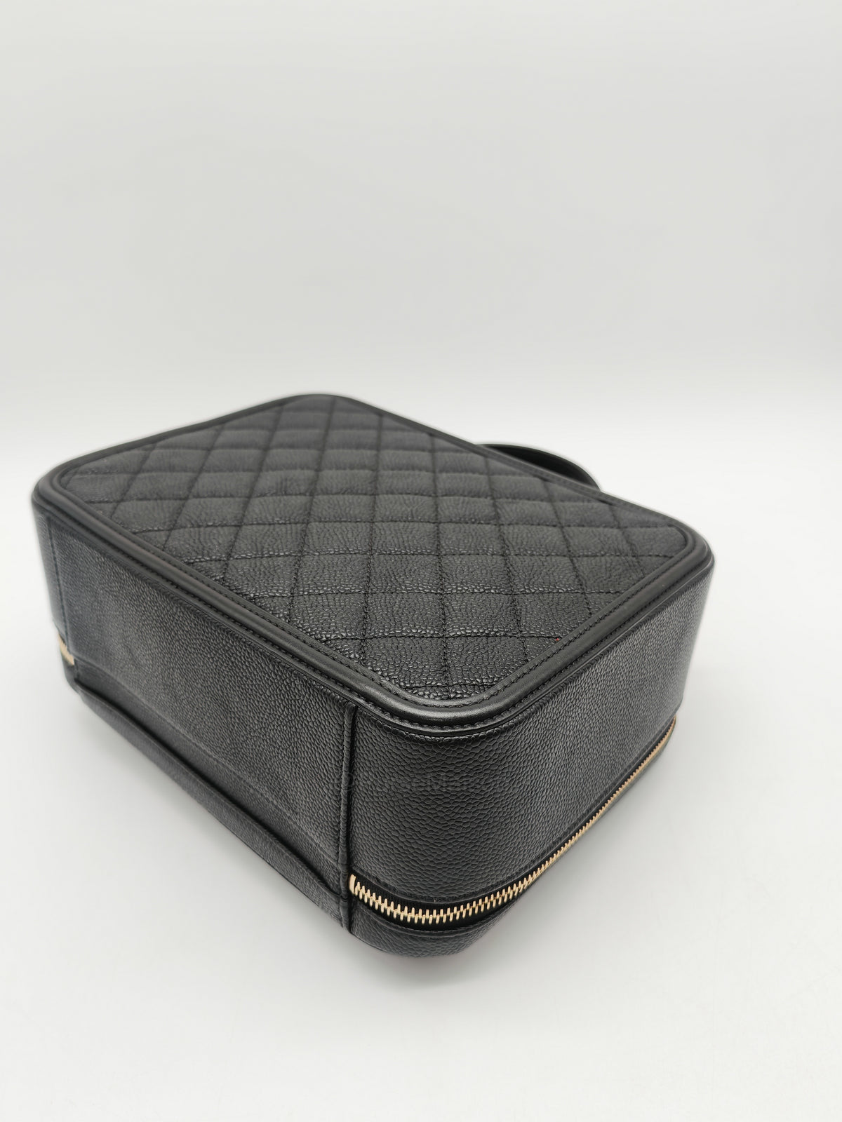 Chanel Filigree Vanity Case Large Black Caviar Leather in Aged Gold Hardware (Series 27) | Purse Maison Luxury Bags Shop