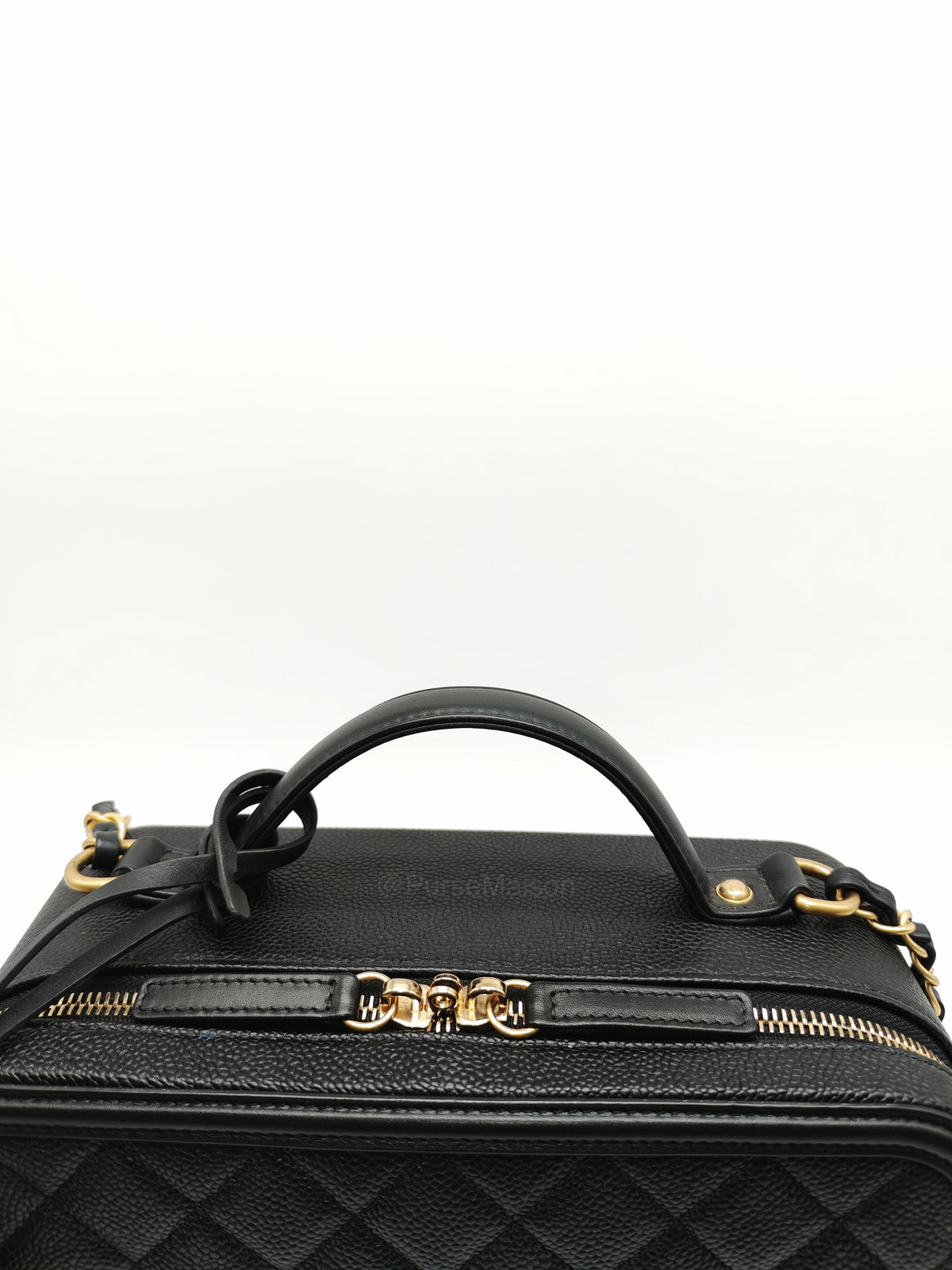 Chanel Filigree Vanity Case Large Black Caviar Leather in Aged Gold Hardware (Series 27) | Purse Maison Luxury Bags Shop