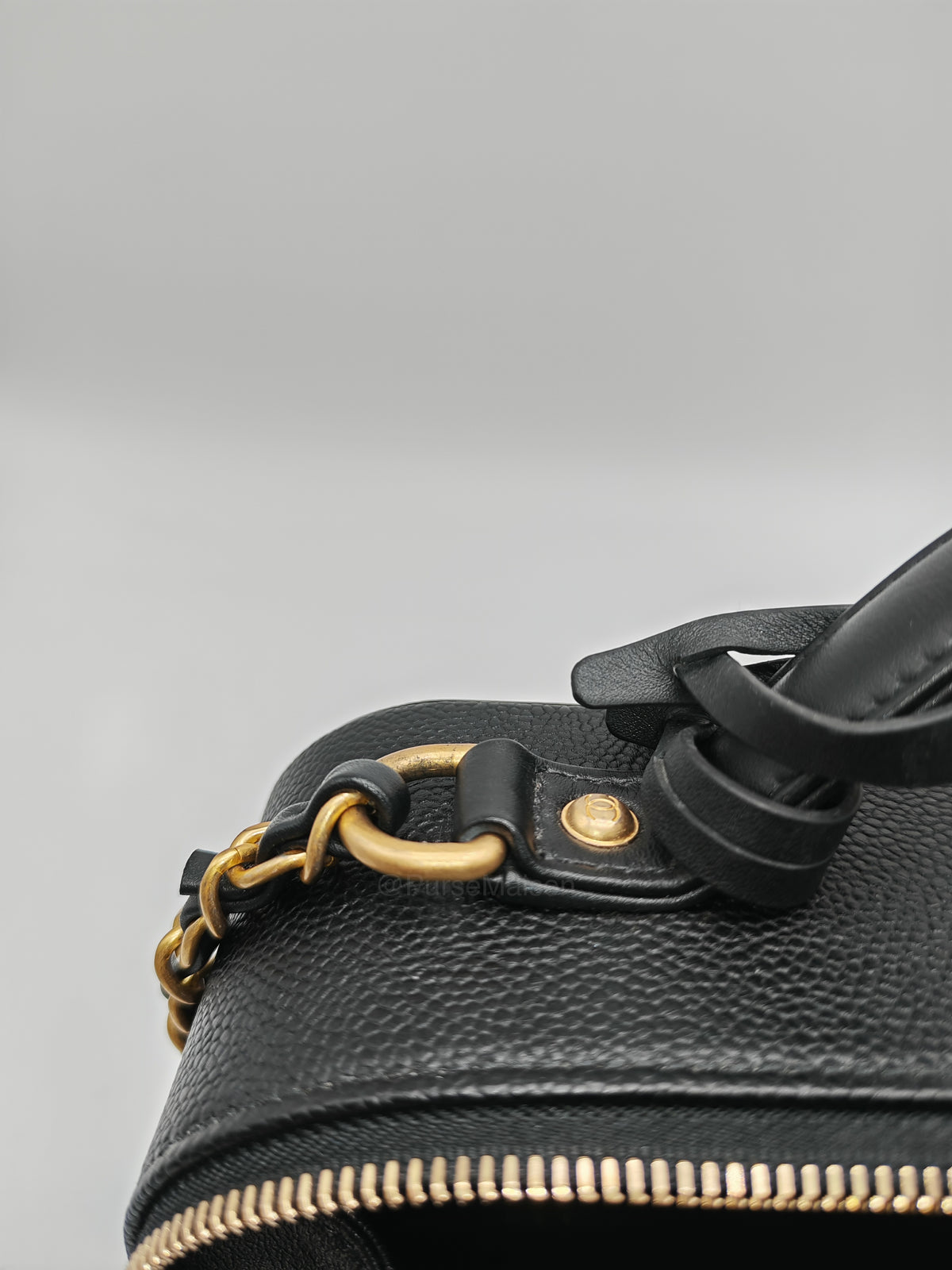 Chanel Filigree Vanity Case Large Black Caviar Leather in Aged Gold Hardware (Series 27) | Purse Maison Luxury Bags Shop