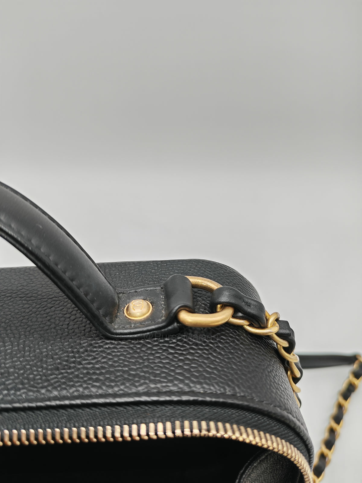 Chanel Filigree Vanity Case Large Black Caviar Leather in Aged Gold Hardware (Series 27) | Purse Maison Luxury Bags Shop
