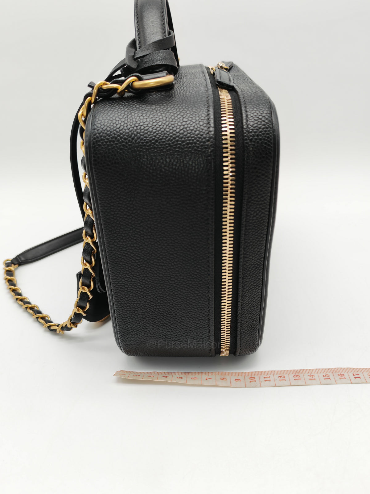 Chanel Filigree Vanity Case Large Black Caviar Leather in Aged Gold Hardware (Series 27) | Purse Maison Luxury Bags Shop