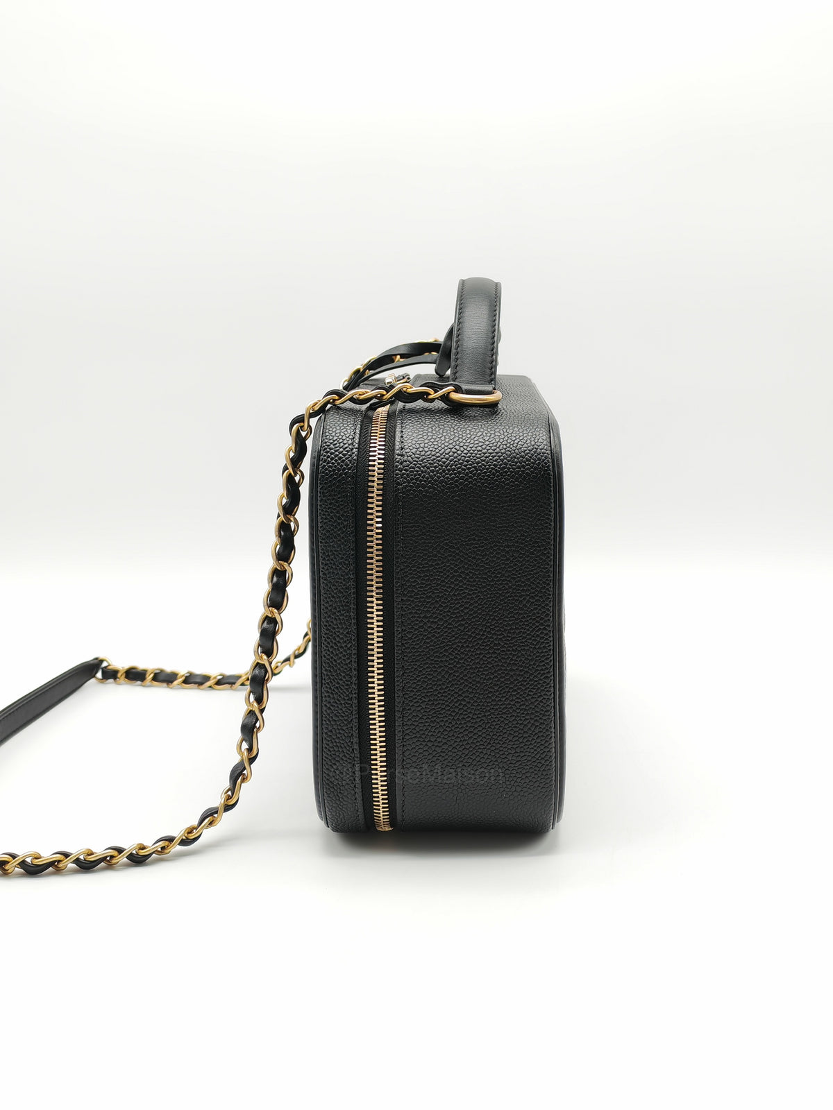 Chanel Filigree Vanity Case Large Black Caviar Leather in Aged Gold Hardware (Series 27) | Purse Maison Luxury Bags Shop