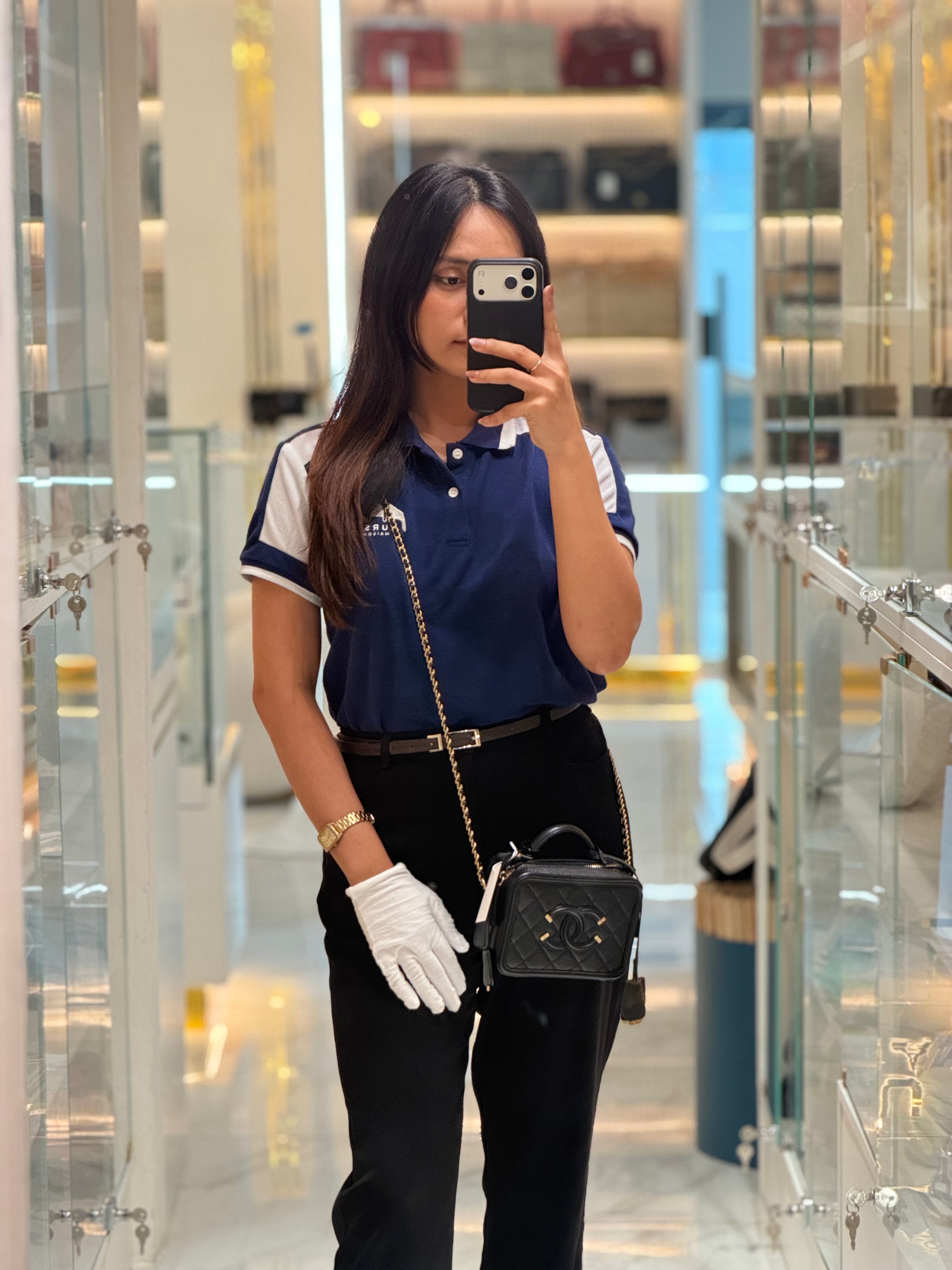 Chanel Filigree Vanity Case Small in Black Quilted Caviar Leather & Aged Gold Hardware Series 26 | Purse Maison Luxury Bags Shop