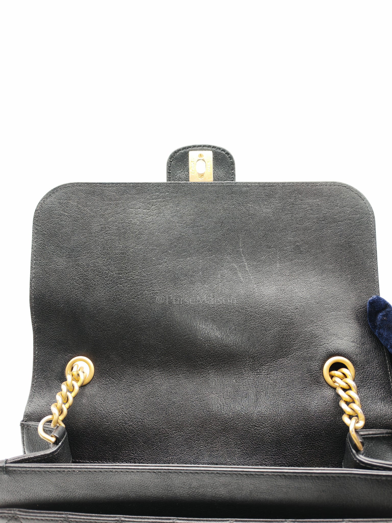 Chanel Front Chain Flap Bag in Black Quilted Calfskin Leather & Aged Gold Hardware Series 24 | Purse Maison Luxury Bags Shop