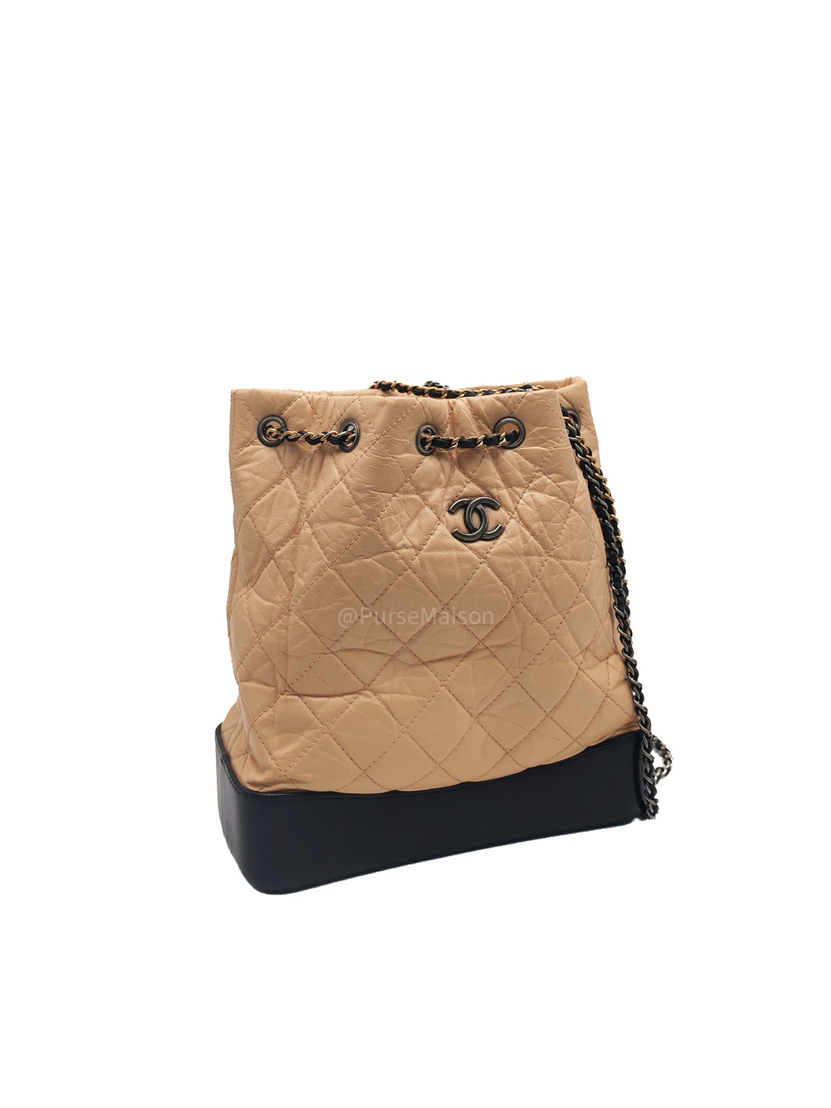 Chanel Gabrielle Backpack Small in Beige Aged Calfskin Leather Mix Hardware (Series 25) | Purse Maison Luxury Bags Shop