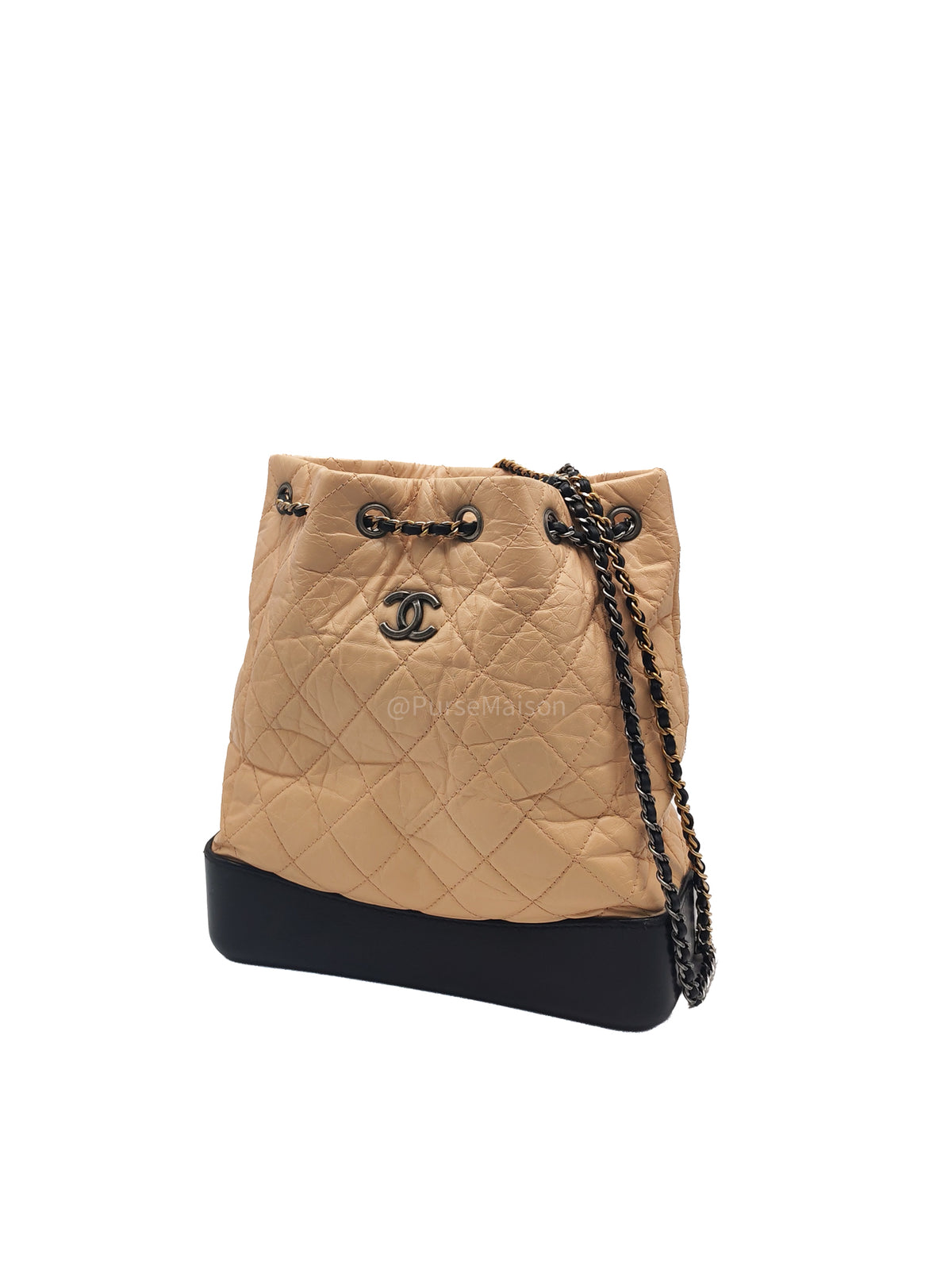Chanel Gabrielle Backpack Small in Beige Aged Calfskin Leather Mix Hardware (Series 25) | Purse Maison Luxury Bags Shop