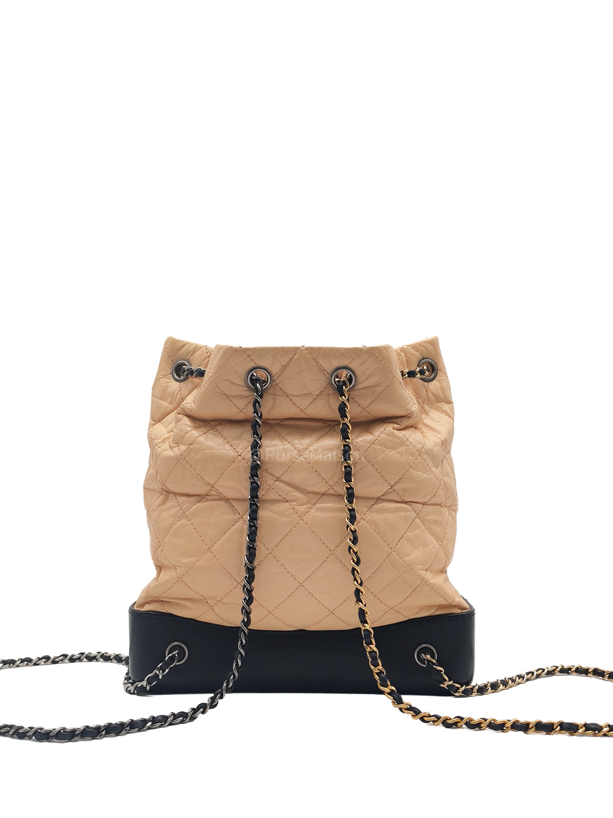 Chanel Gabrielle Backpack Small in Beige Aged Calfskin Leather Mix Hardware (Series 25) | Purse Maison Luxury Bags Shop