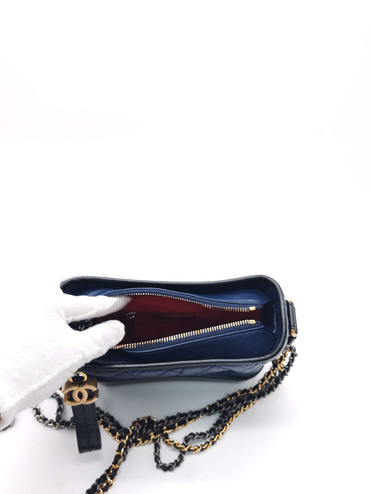 Chanel Gabrielle Hobo Bag Small in Navy Blue Quilted Aged Calfskin Leather and Mix Hardware Series 24 | Purse Maison Luxury Bags Shop