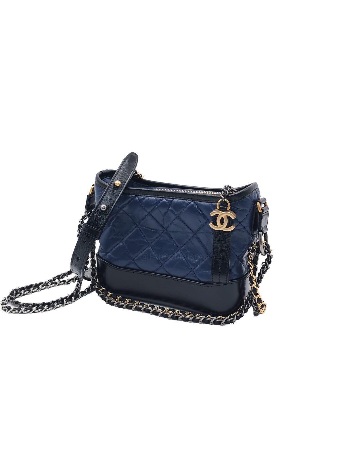 Chanel Gabrielle Hobo Bag Small in Navy Blue Quilted Aged Calfskin Leather and Mix Hardware Series 24 | Purse Maison Luxury Bags Shop