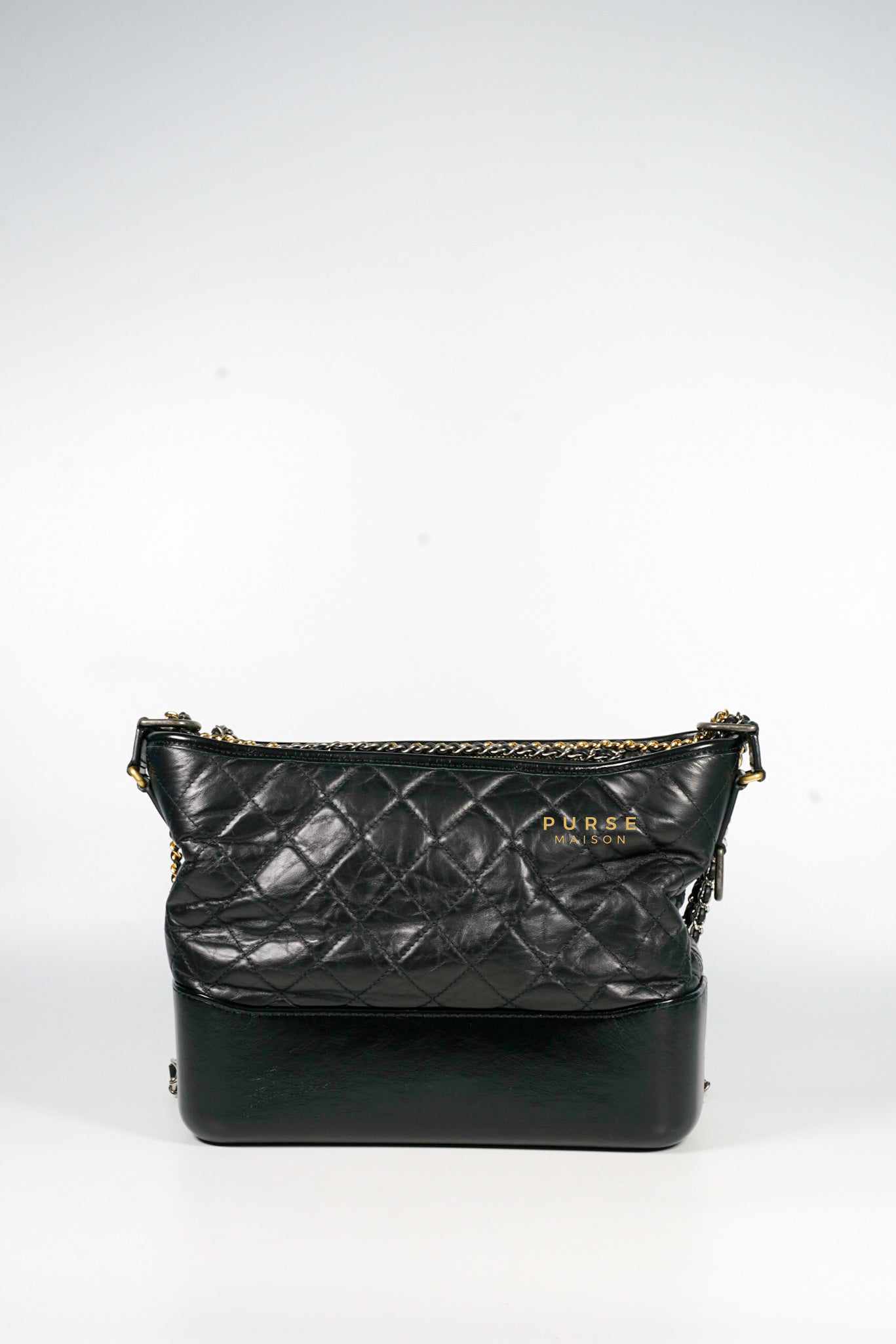 Chanel Gabrielle Medium Hobo Bag in Black Distressed Calfskin Leather & mixed hardware (Series 25)